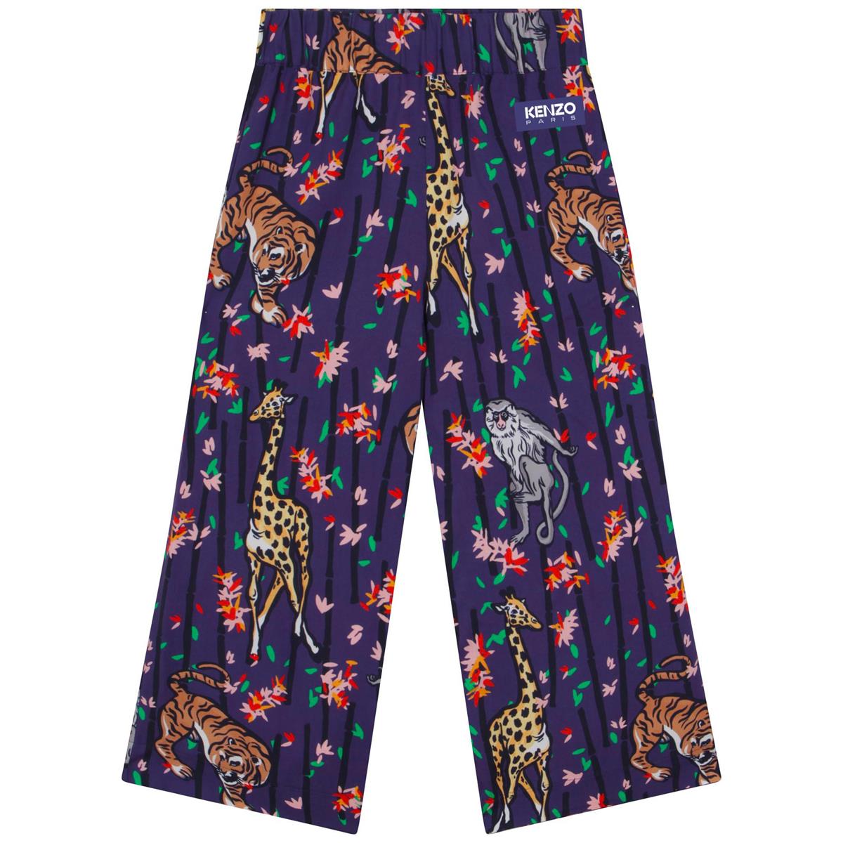 Girls Blue Printed Trousers