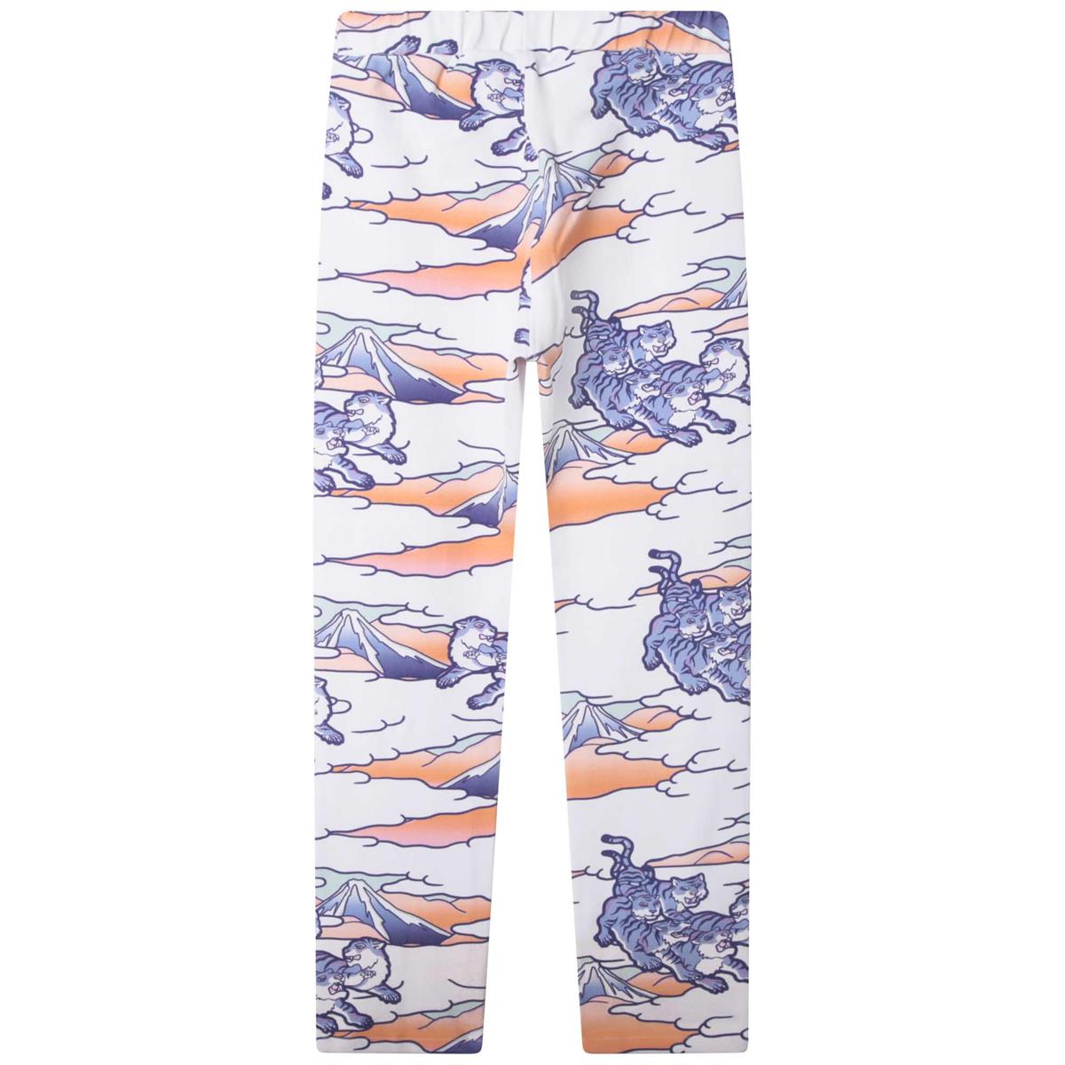 Girls White Printed Trousers