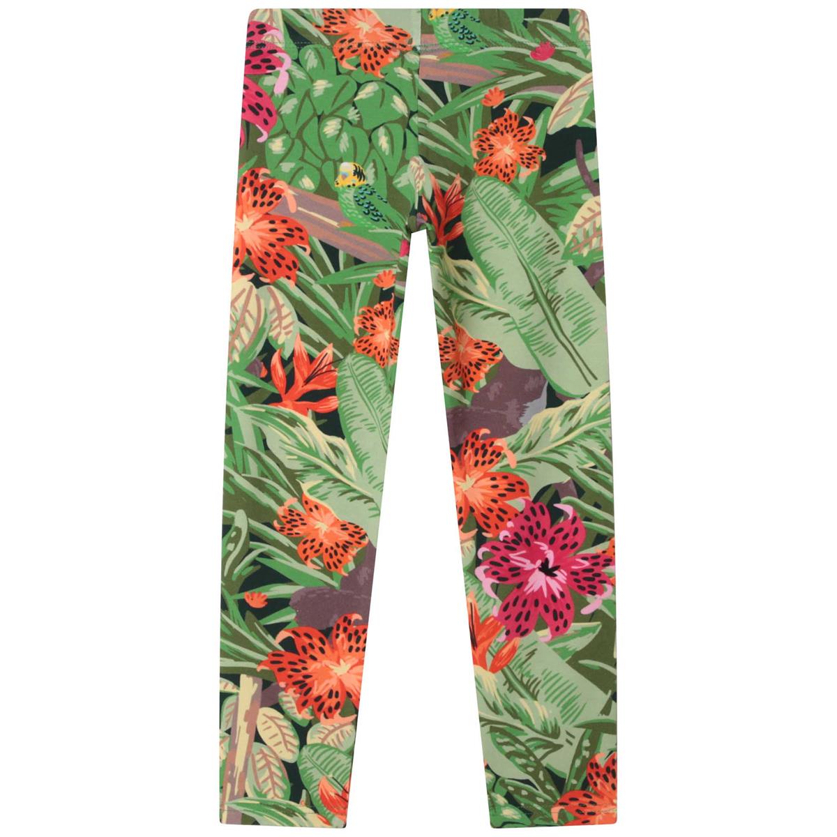 Girls Green Printed Leggings