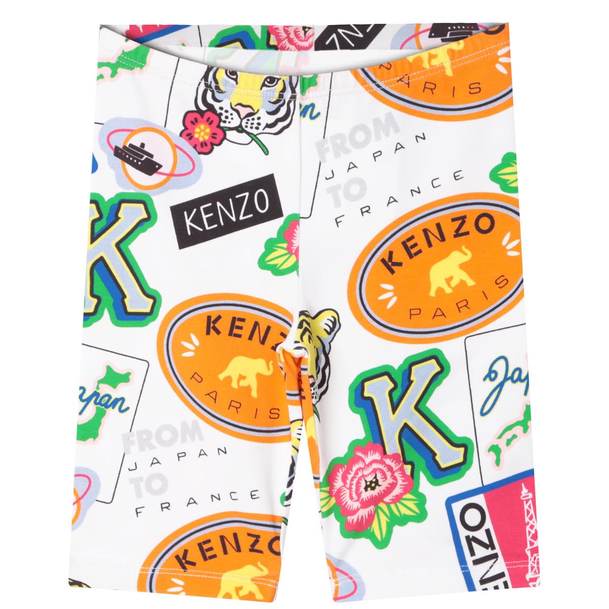 Girls White Printed Leggings