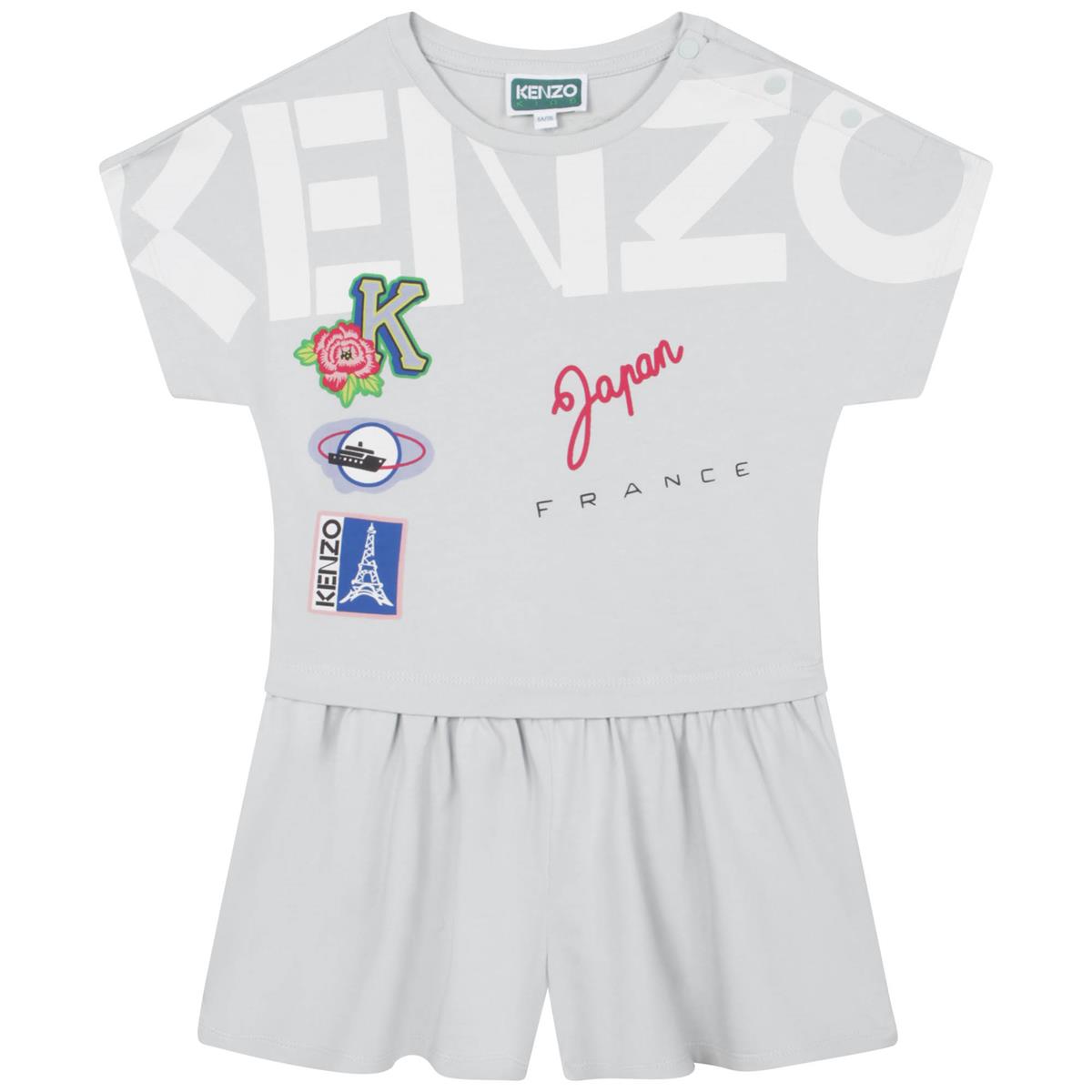 Baby Girls Blue Logo Babysuit