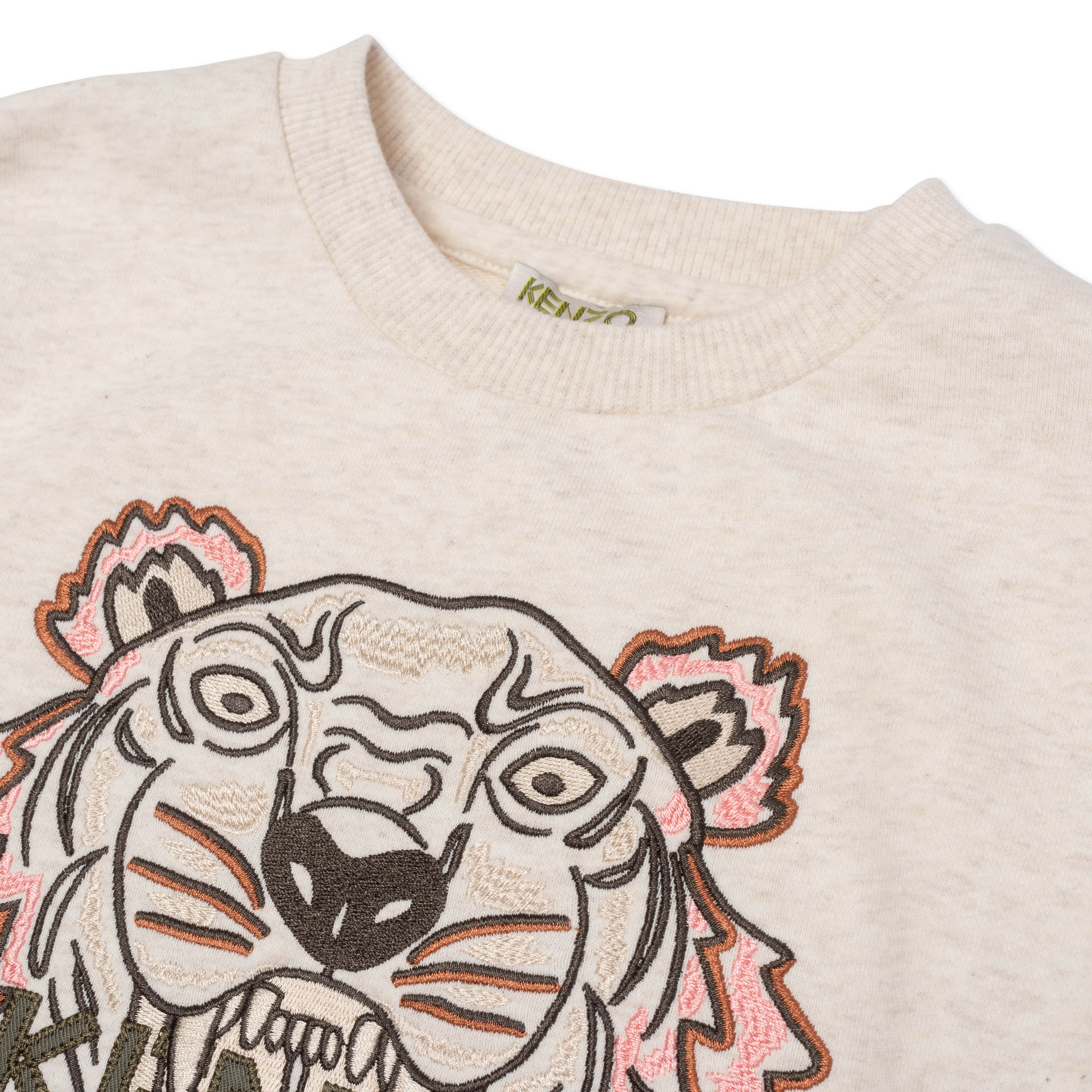 Girls Beige Tiger Cotton Sweatshirt