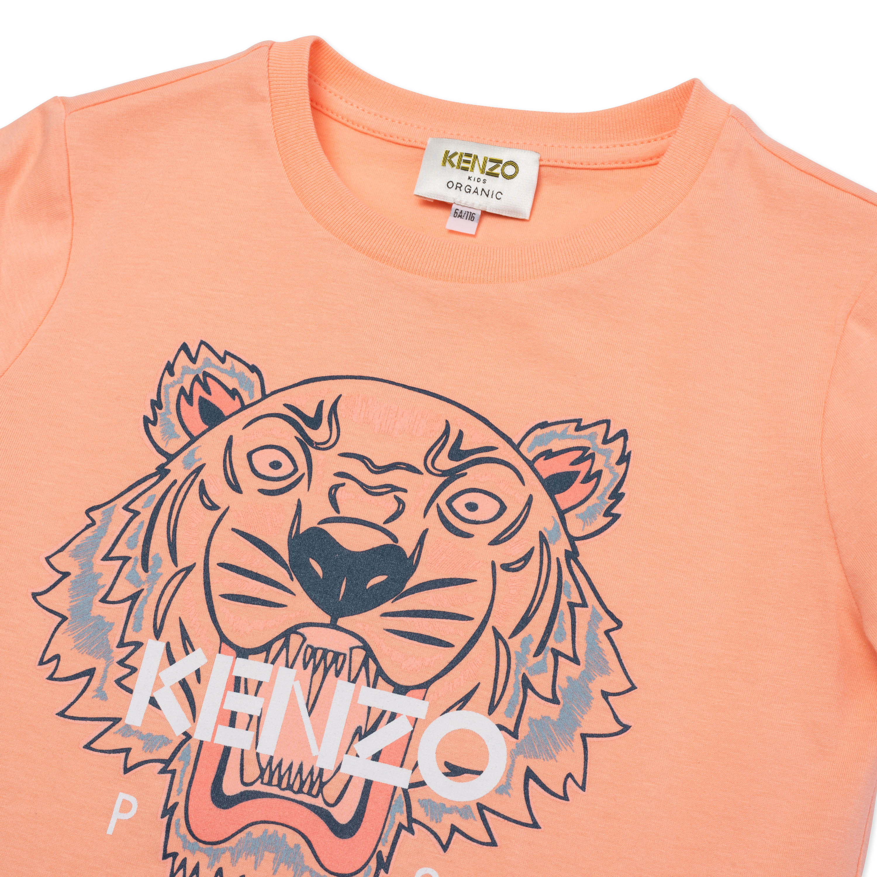 Girls Orange Tiger Cotton T-Shirt