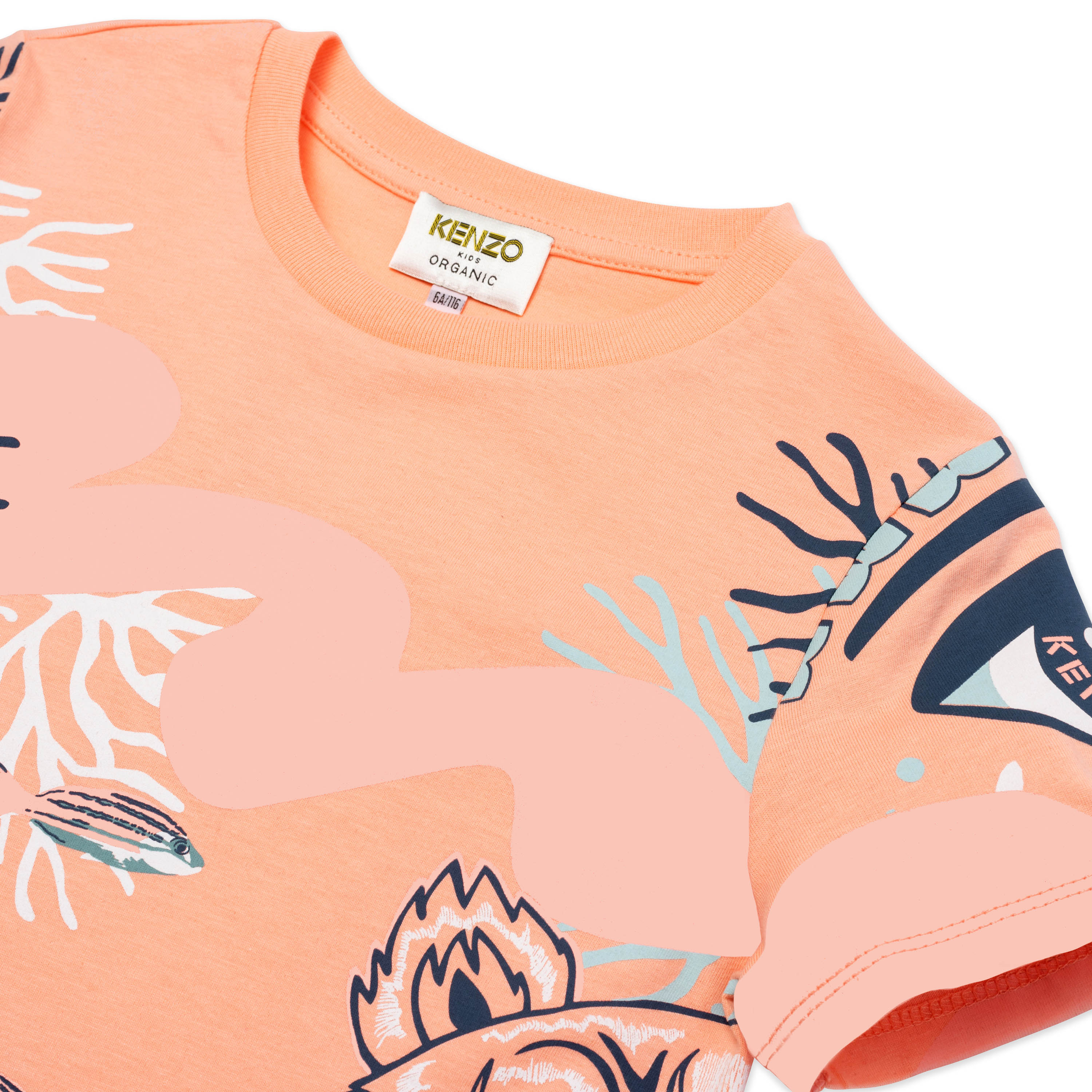 Girls Orange Printing Cotton T-Shirt