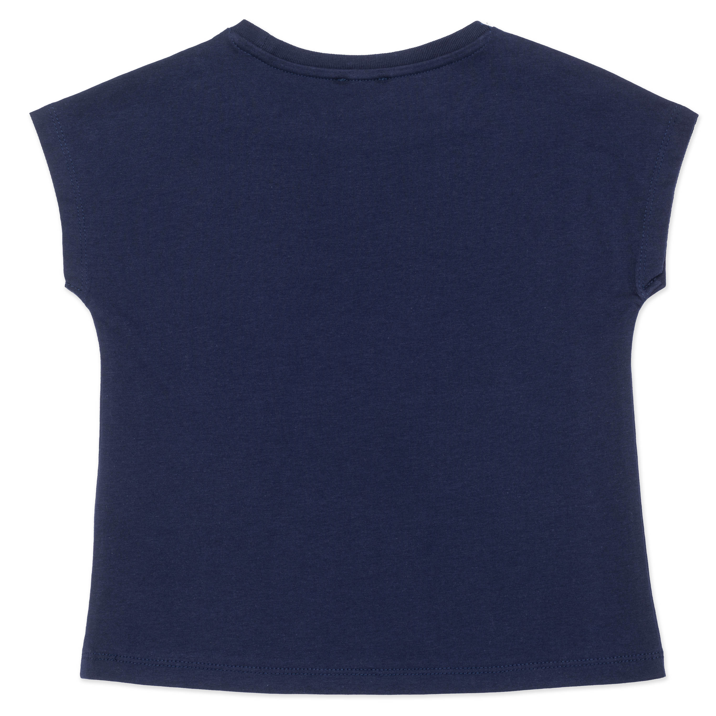 Girls Navy Printing Cotton T-Shirt