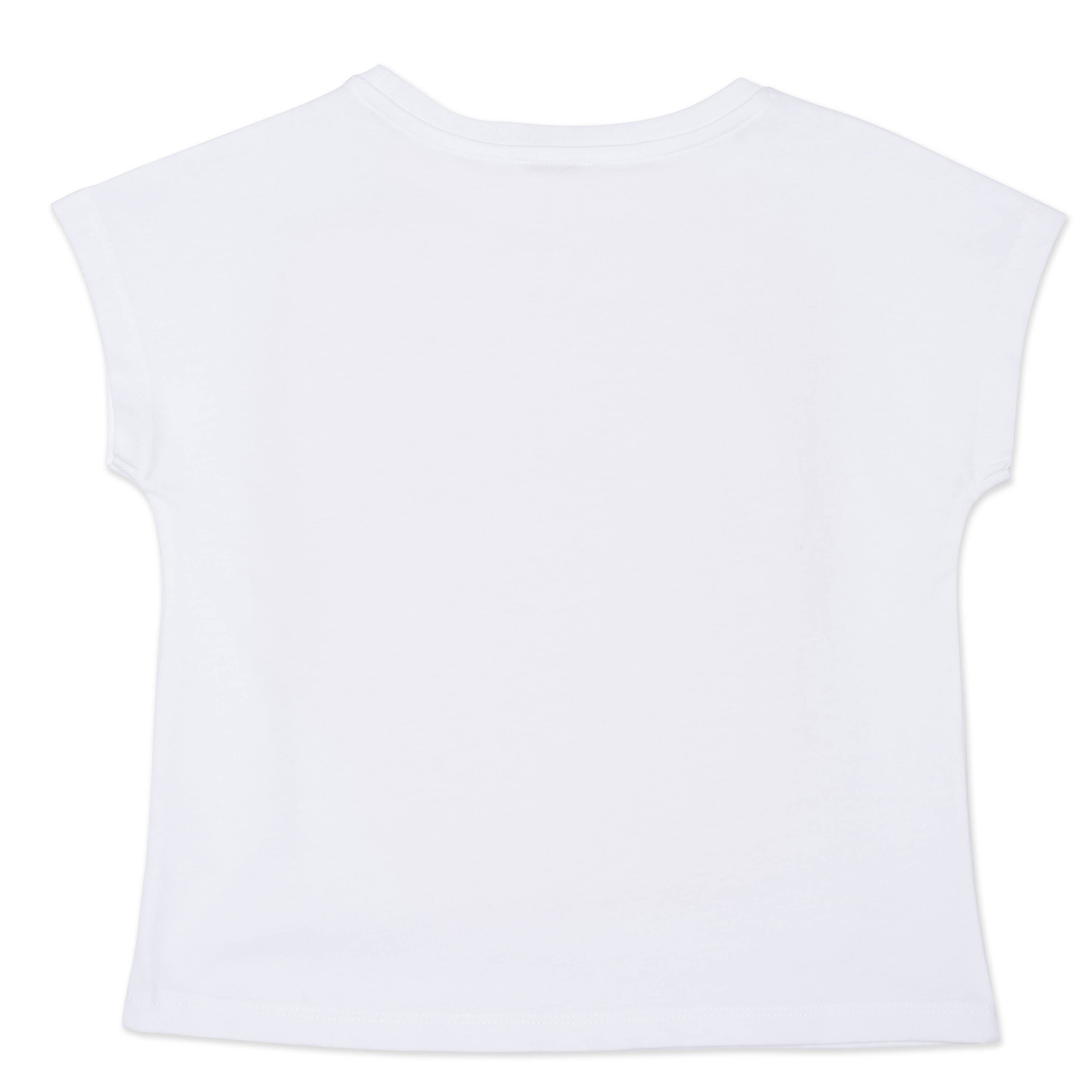 Girls White Printing Cotton T-Shirt