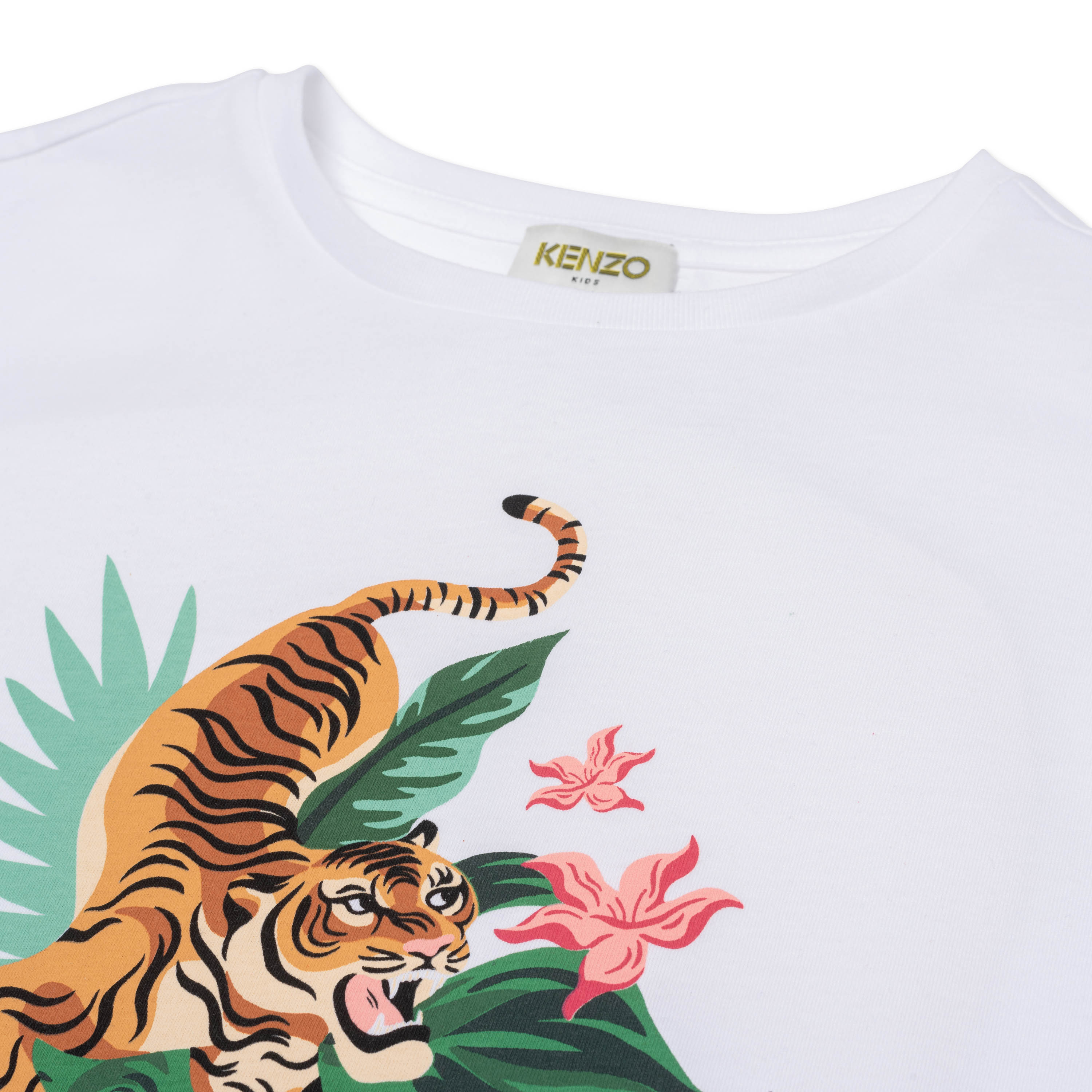 Girls White Printing Cotton T-Shirt