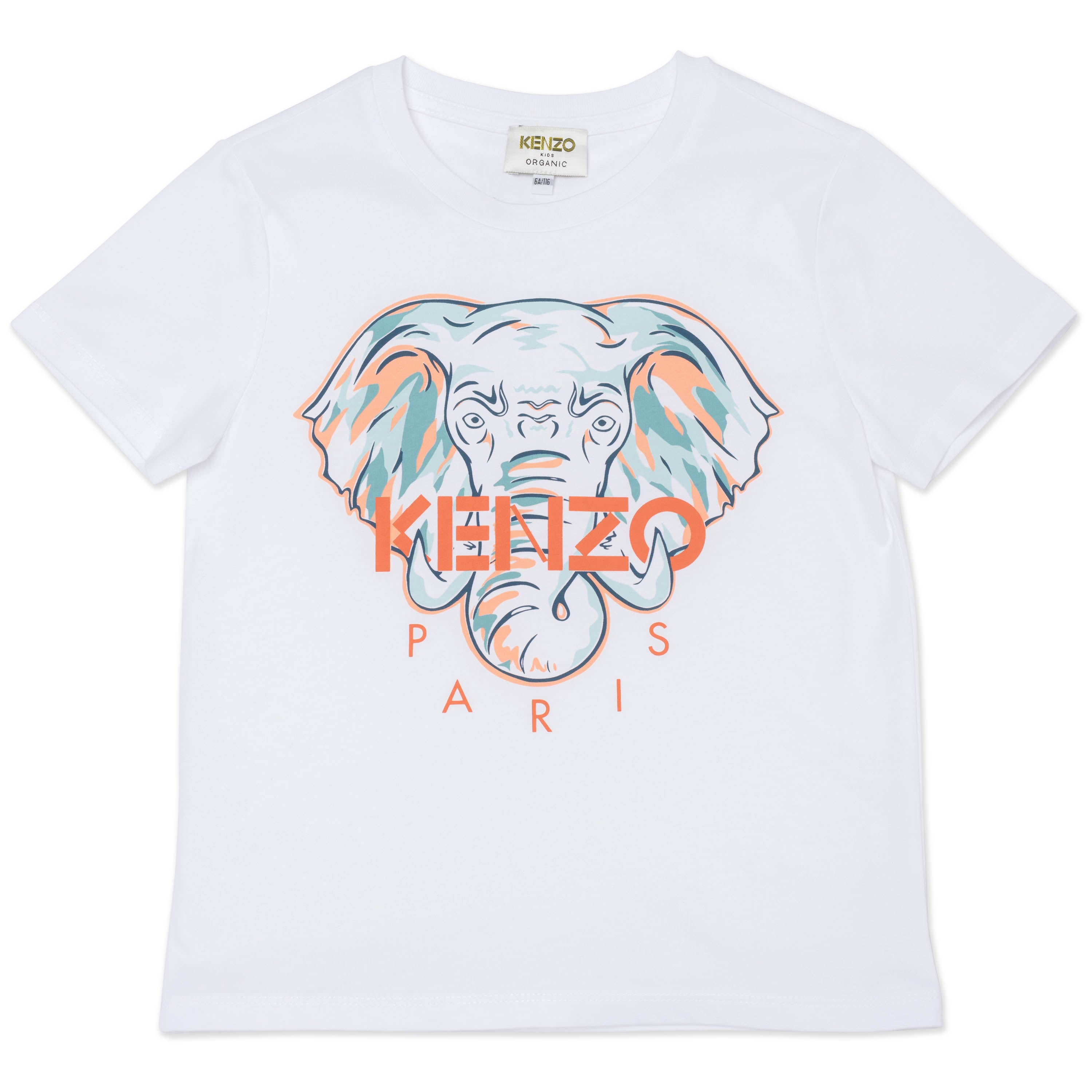 Girls White Elephant Cotton T-Shirt