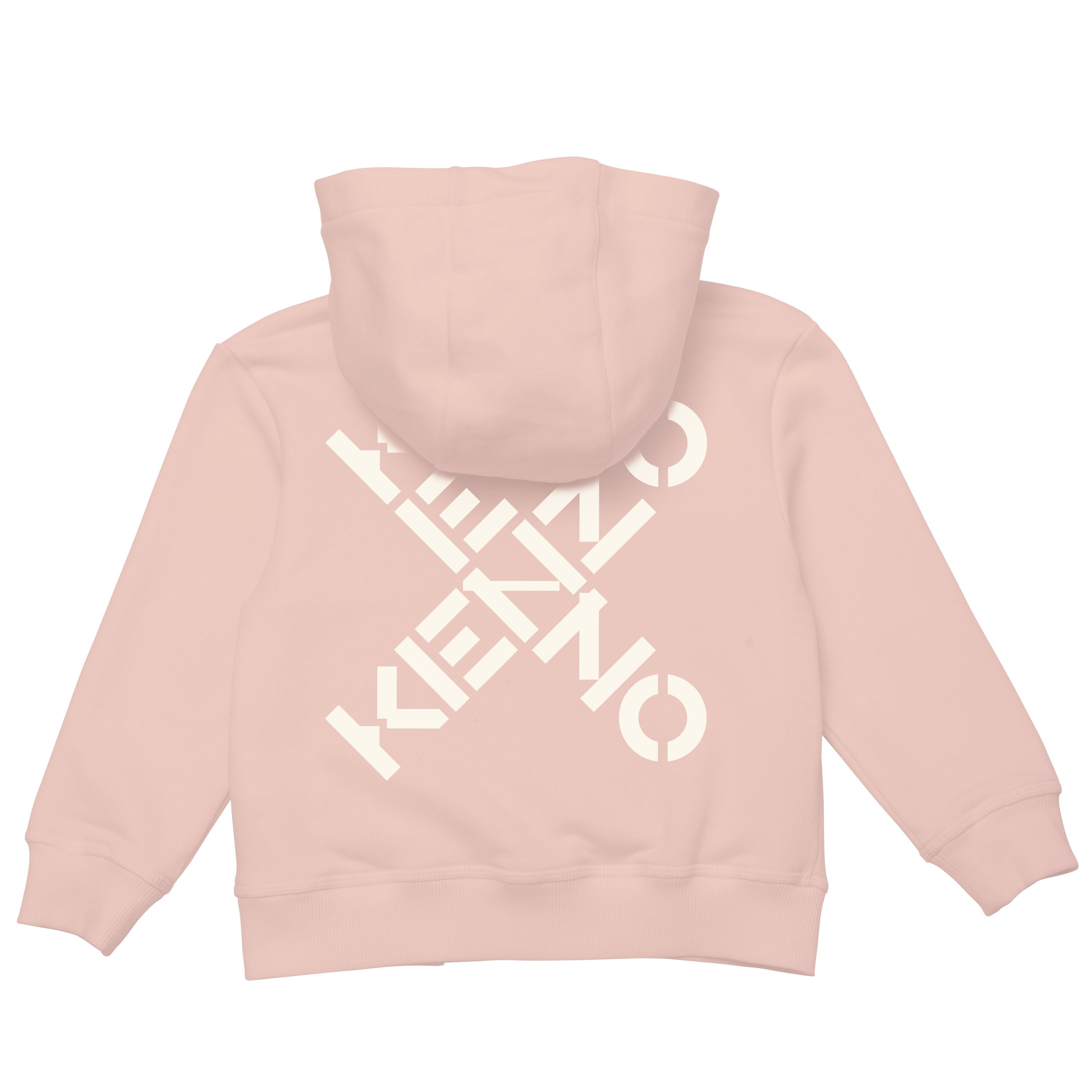 Girls Pink Logo Hooded Zip-Up Top