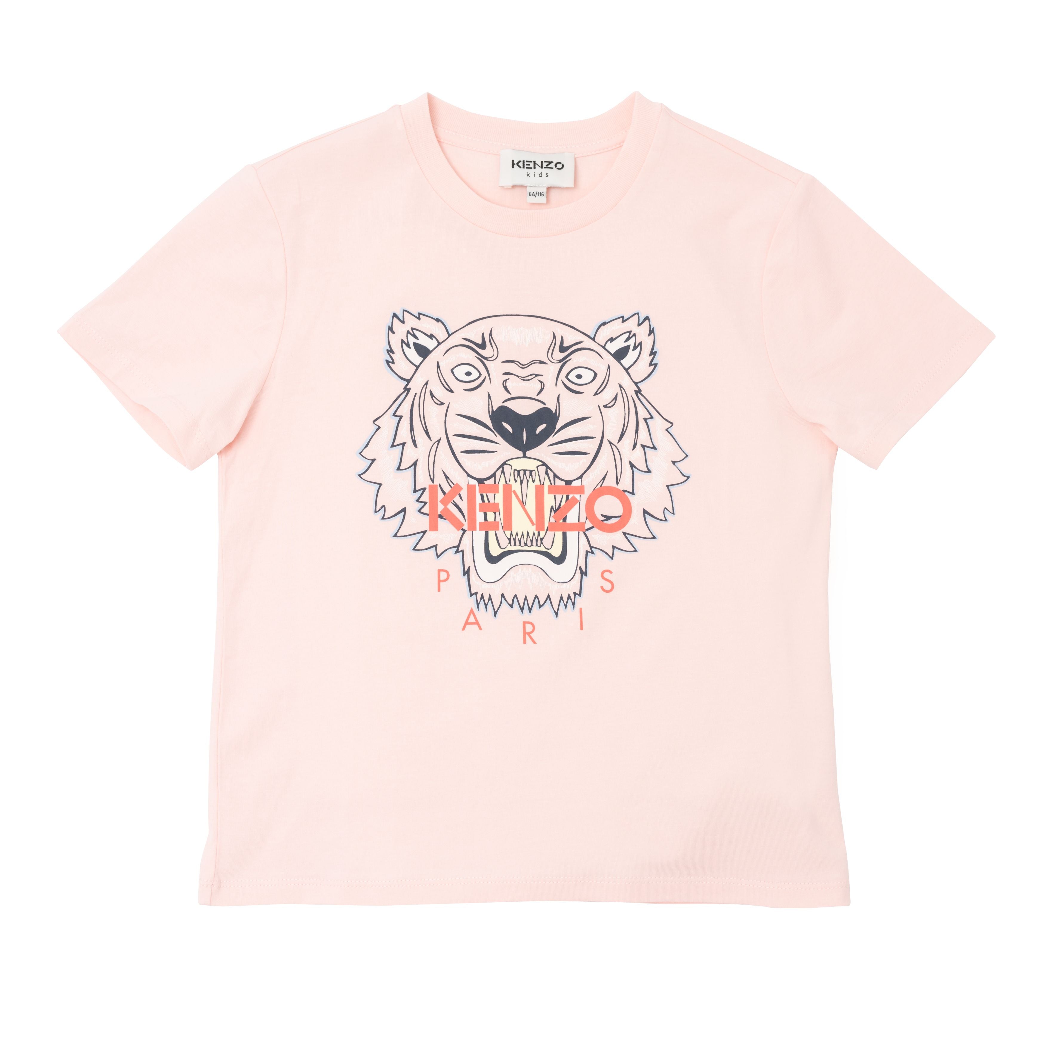 Girls Pink Tiger Cotton T-Shirts