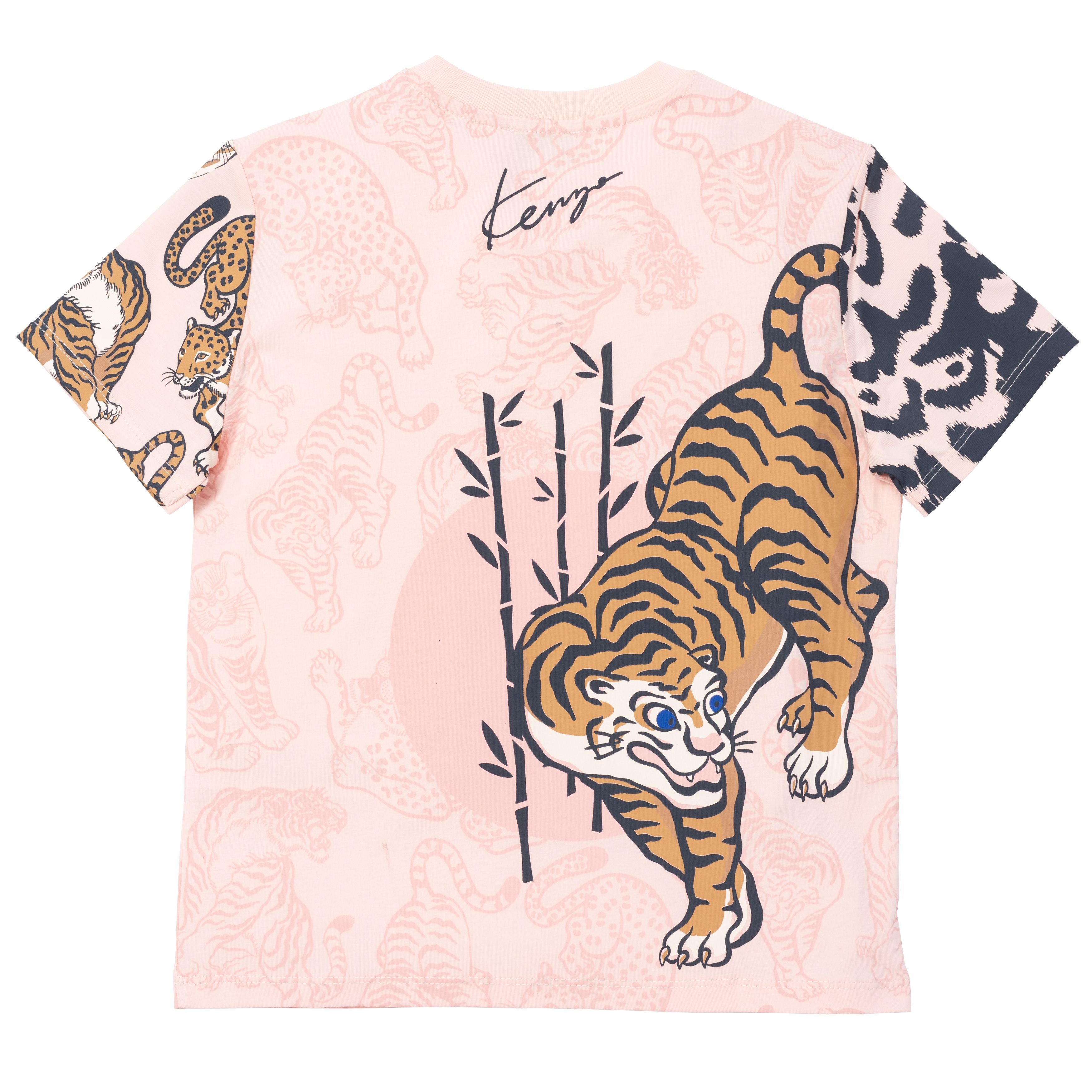 Girls Pink Tiger Cotton T-Shirts