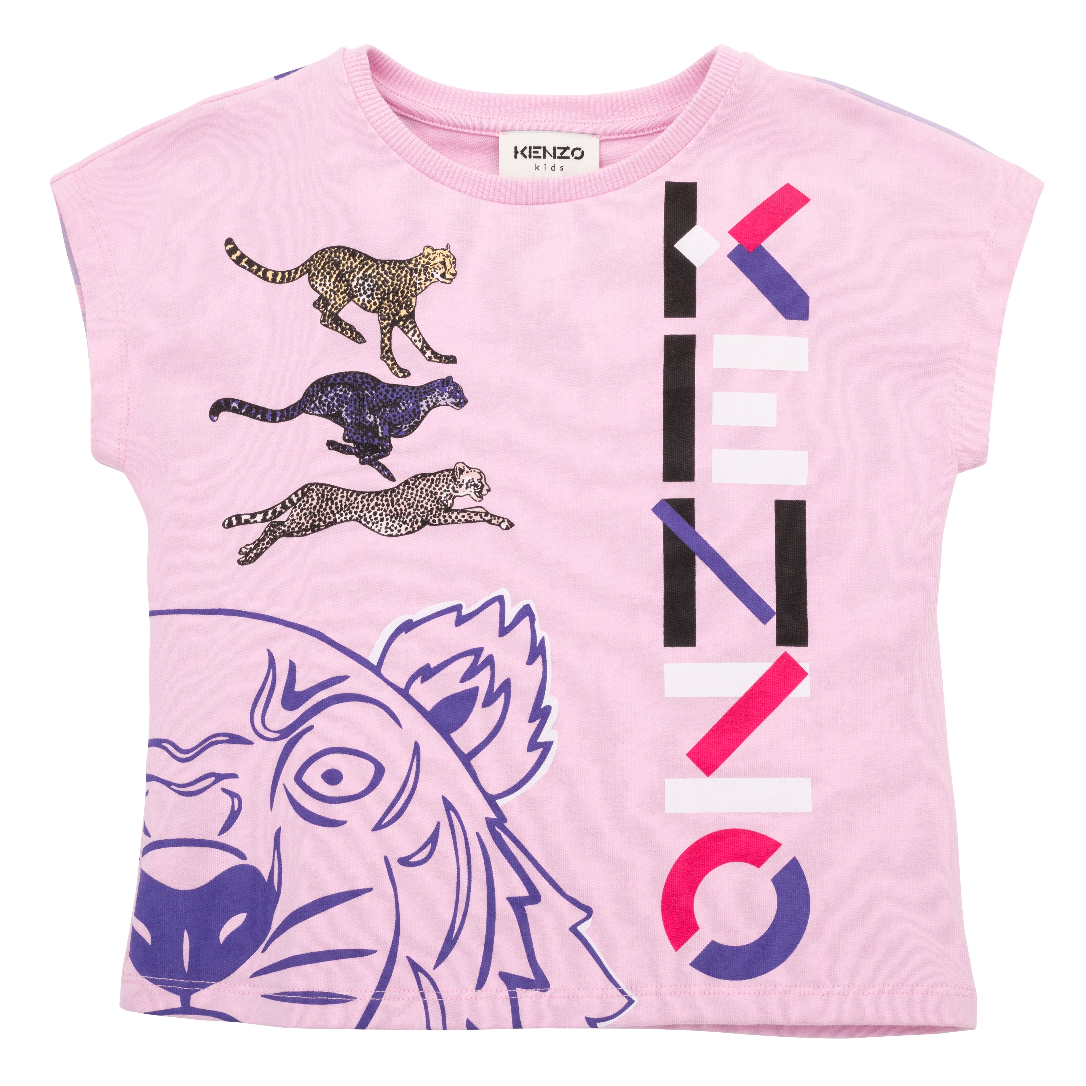 Girls Pink Printed Cotton T-Shirt
