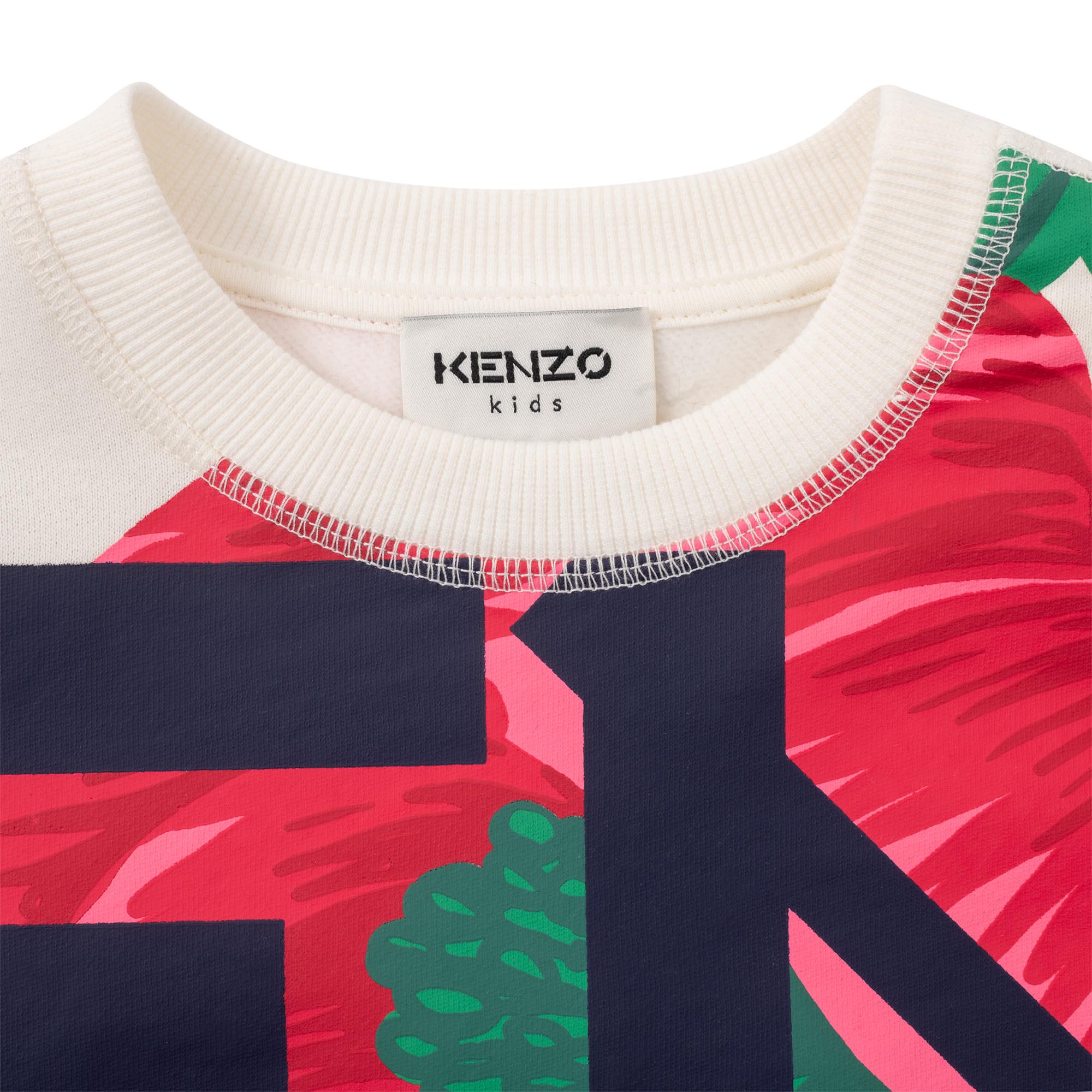 Girls Ivory Printed Cotton Sweatshirt