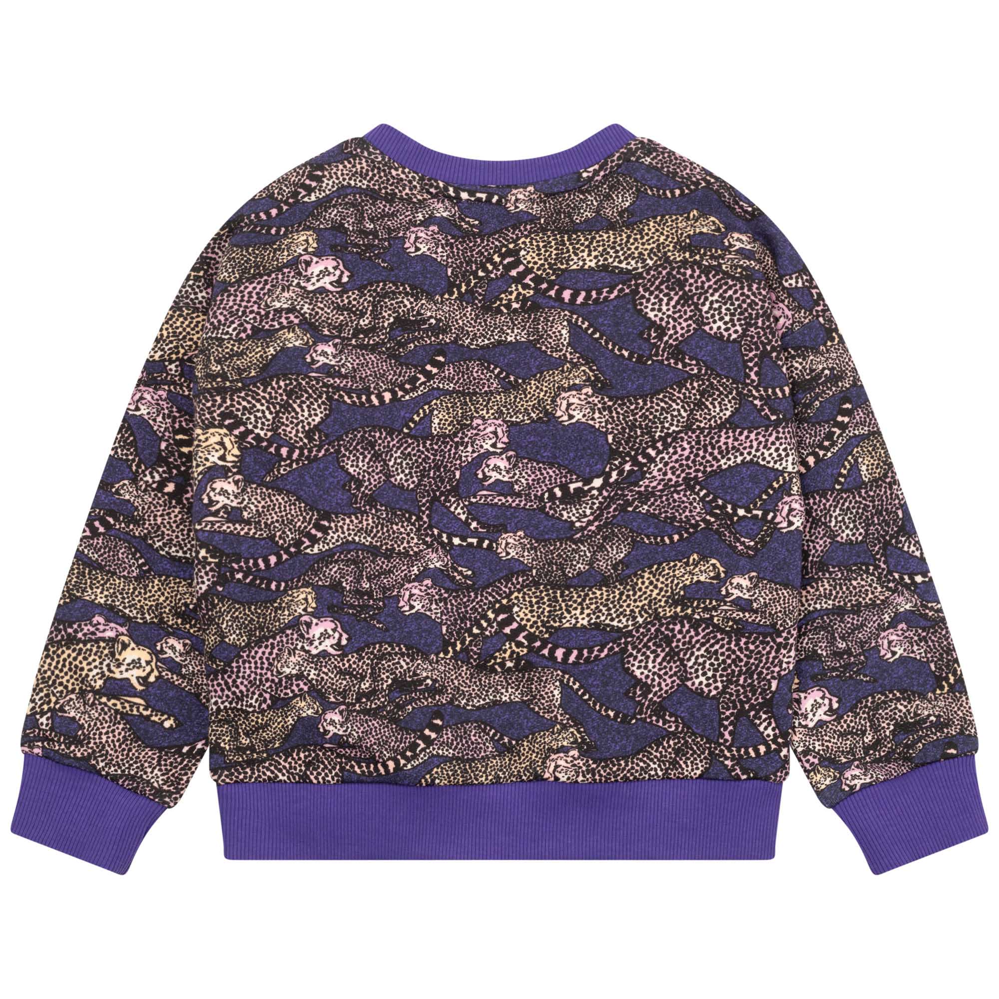 Girls Purple Printed Cotton Sweatshirt