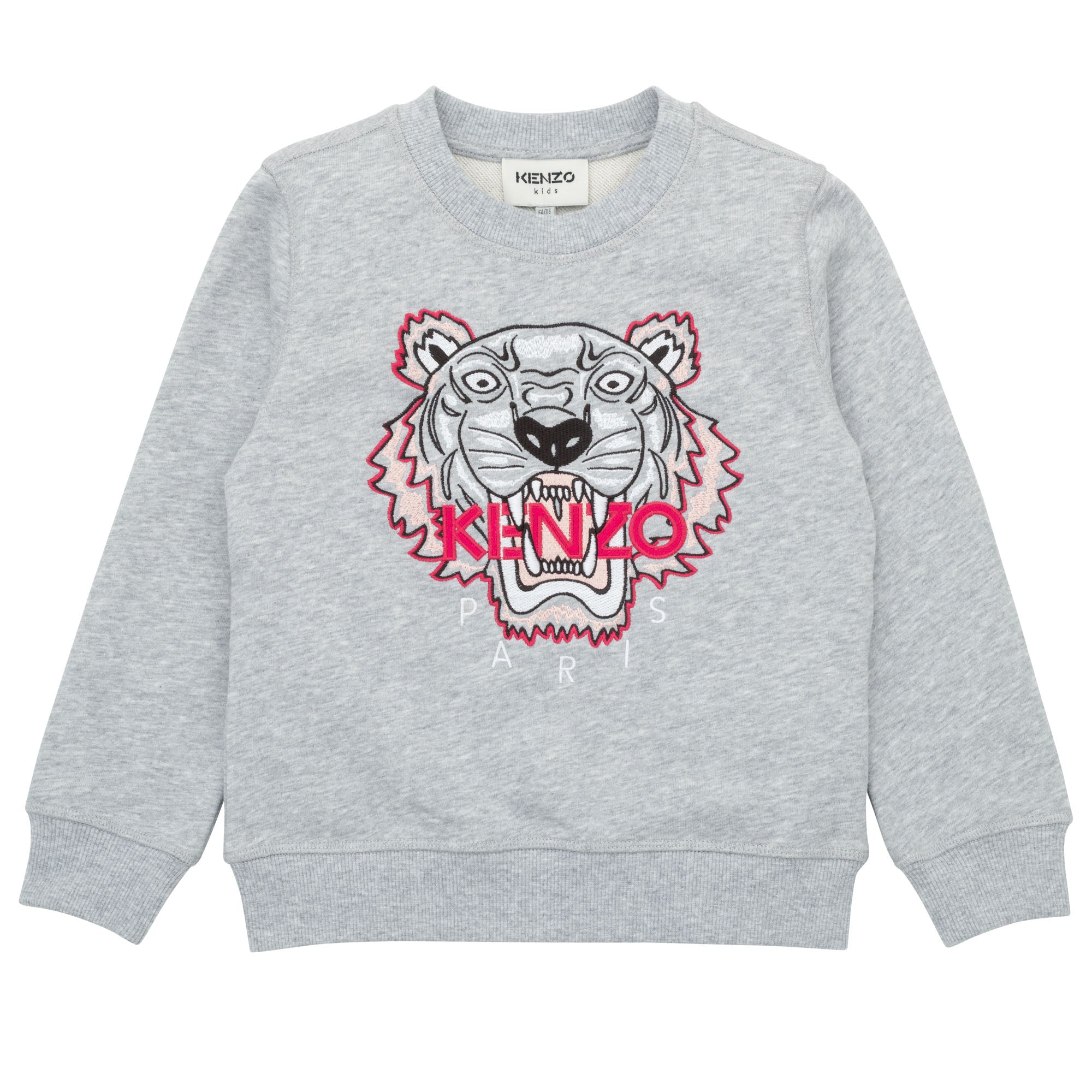 Girls Grey Tiger Cotton Sweatshirt