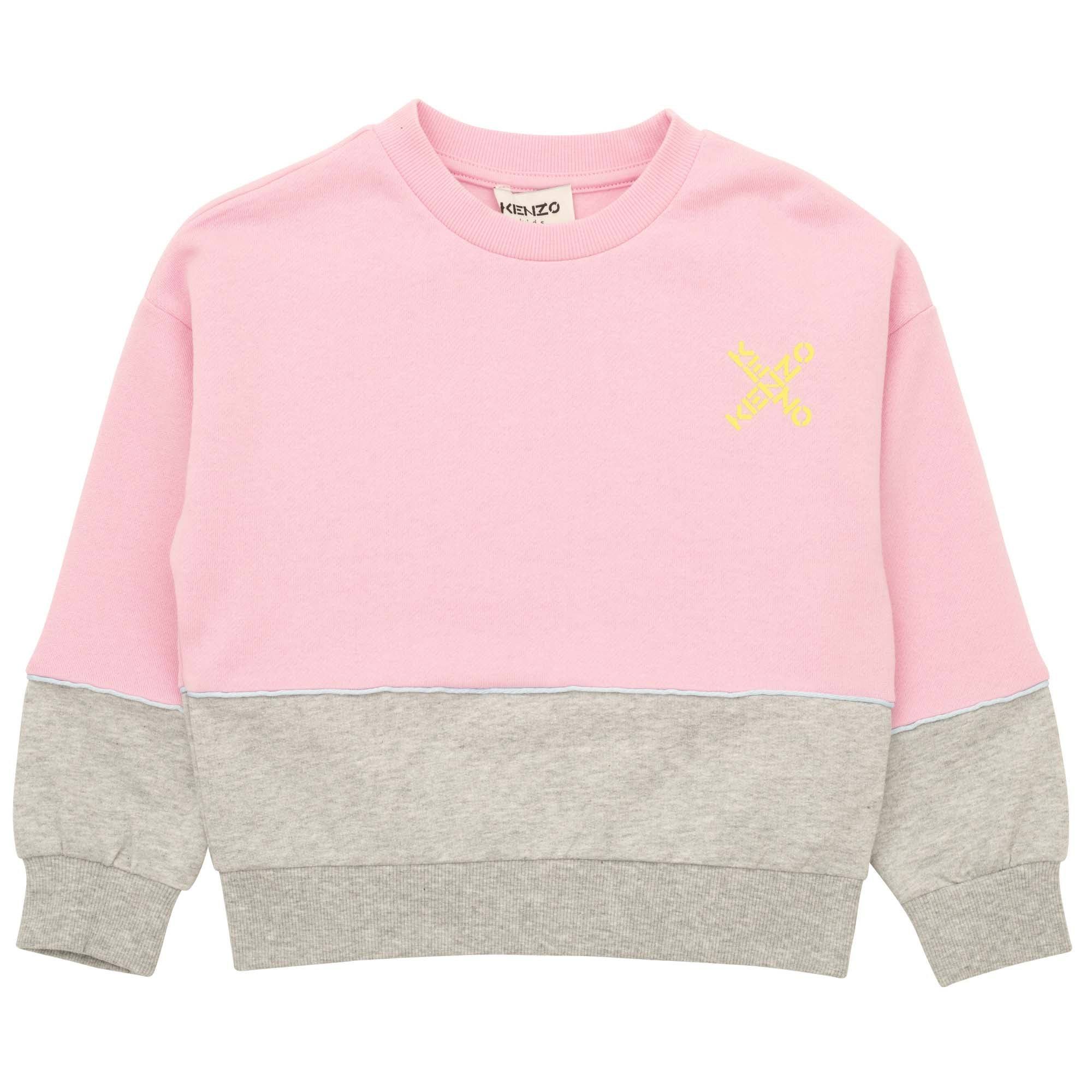 Girls Pink Logo Cotton Sweatshirt
