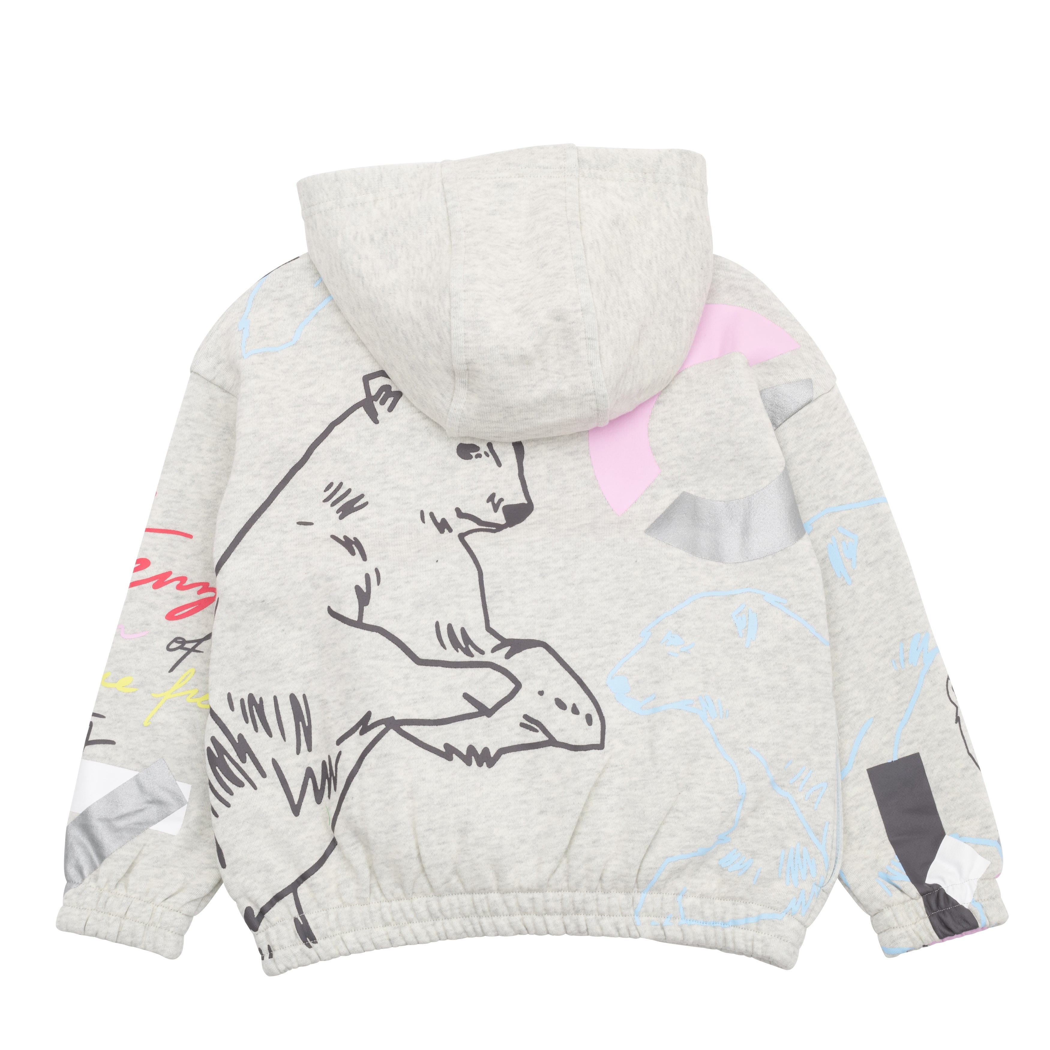 Girls Light Grey Hooded Zip-Up Top