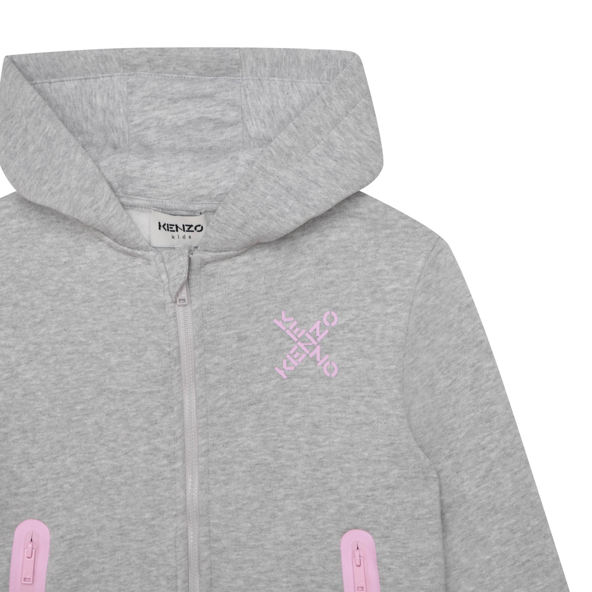 Girls Grey Hooded Zip-Up Top