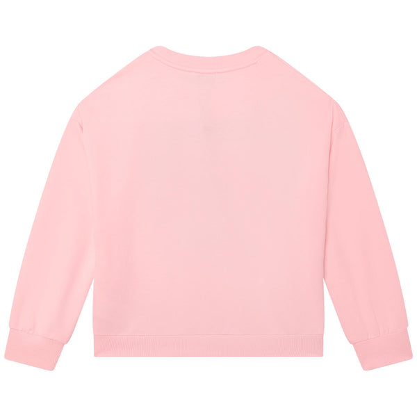 Girls Pink Logo Cotton Sweatshirt