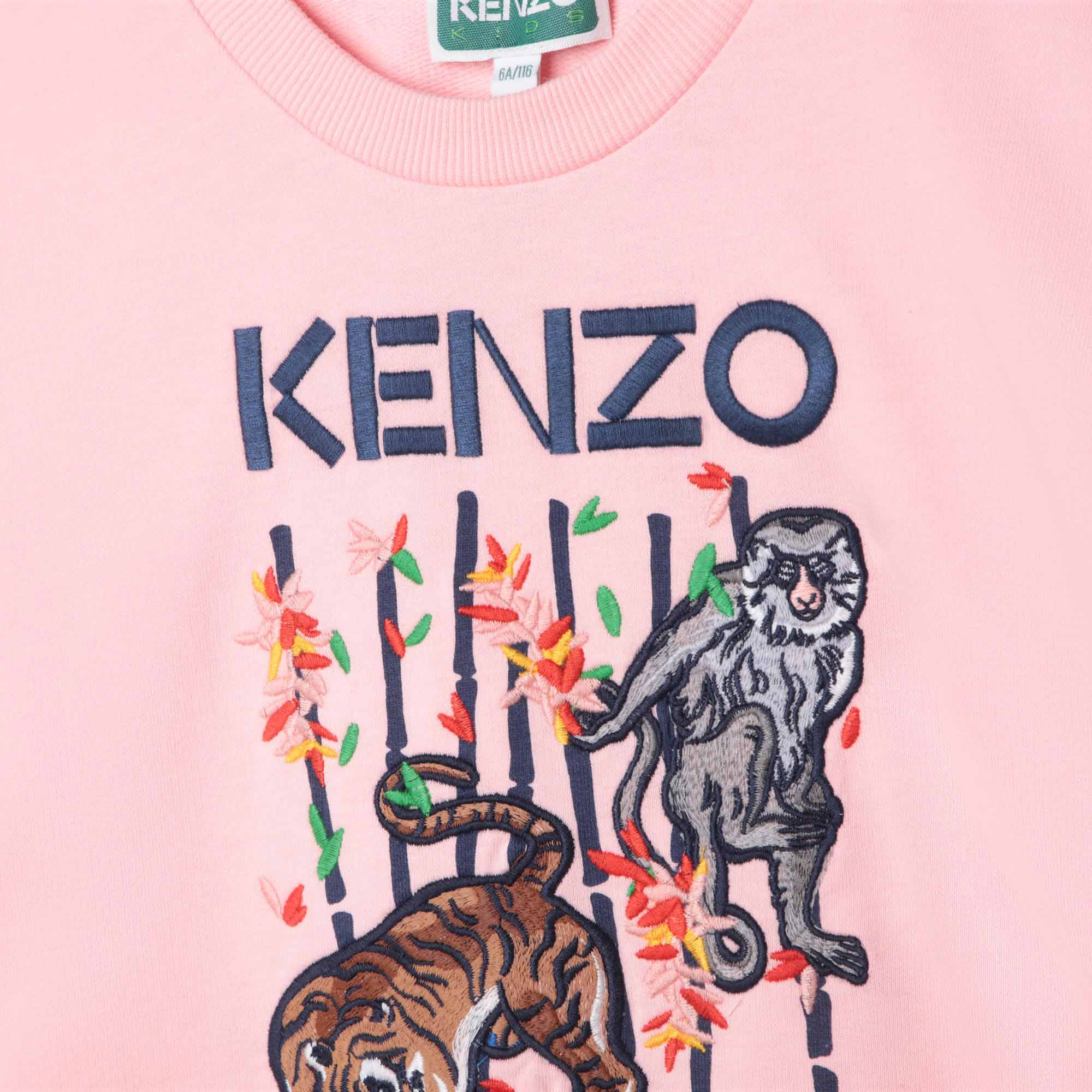 Girls Pink Logo Cotton Sweatshirt