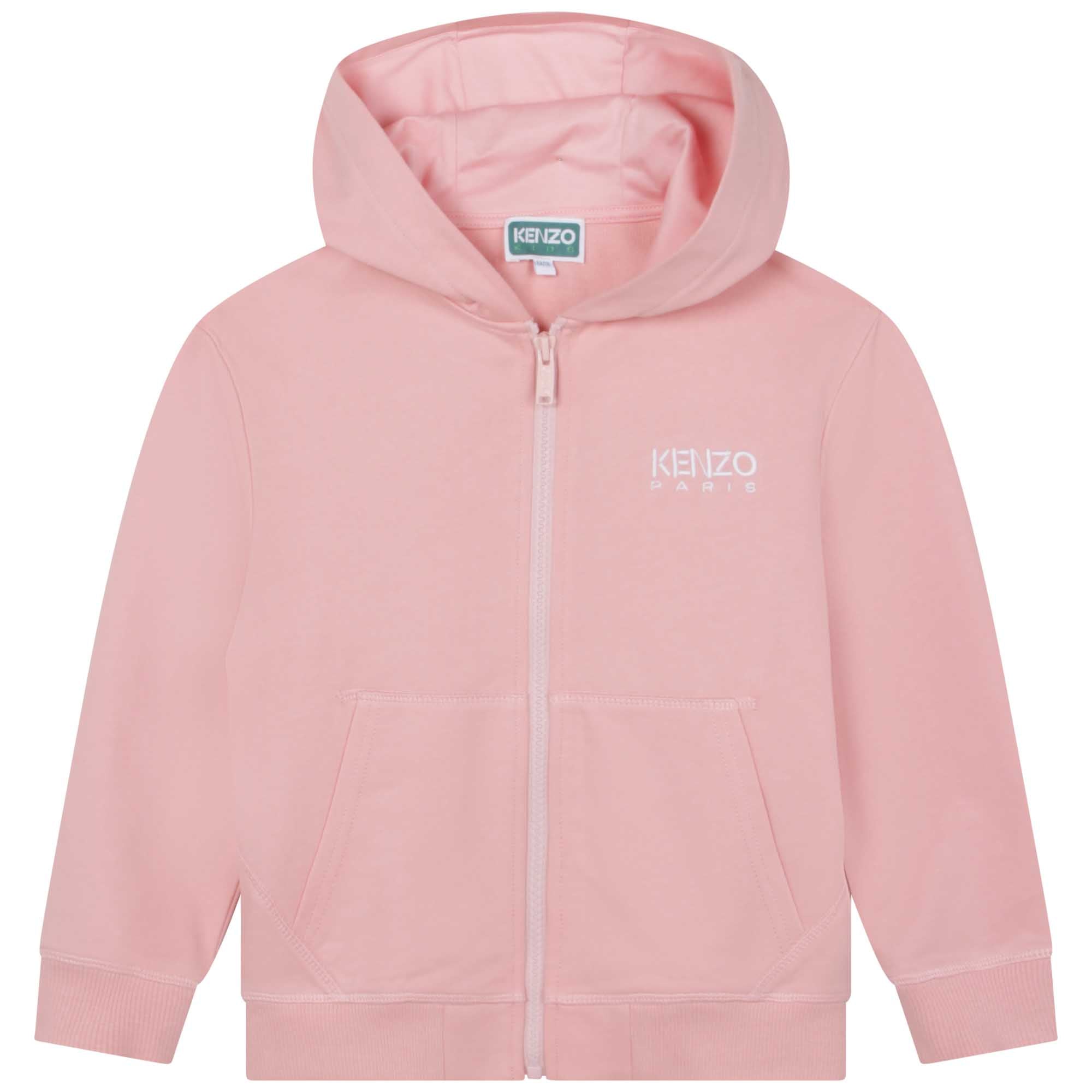 Girls Pink Hooded Zip-Up Top