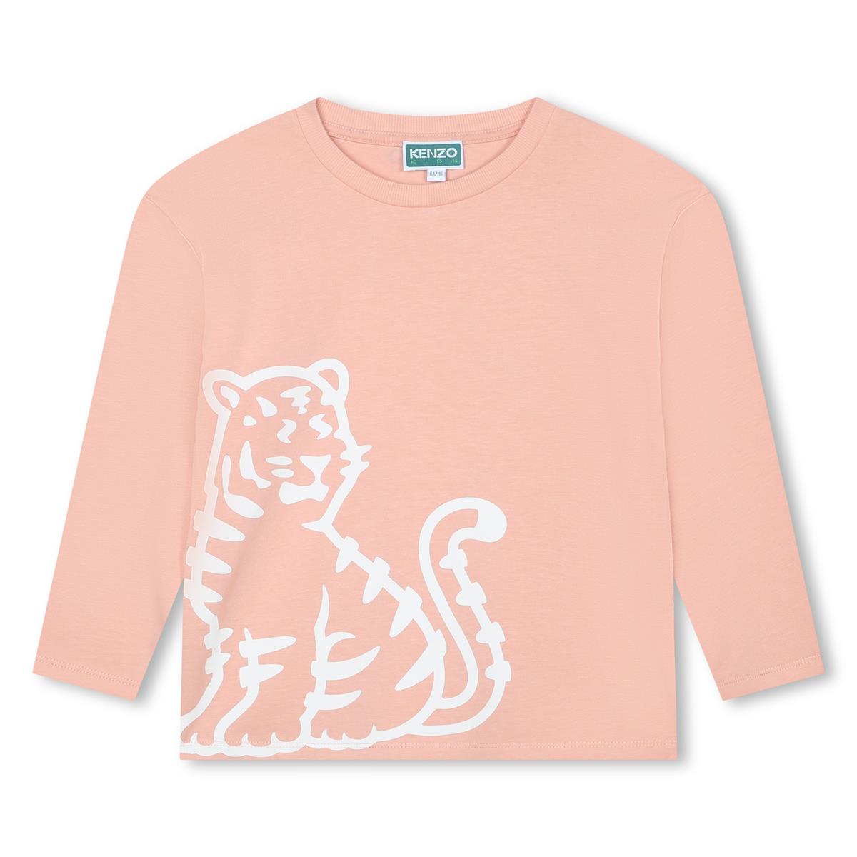 Girls Pink Printed Cotton T-Shirt