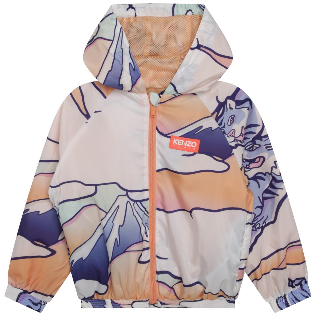 Boys & Girls White Printed Zip-Up Jacket