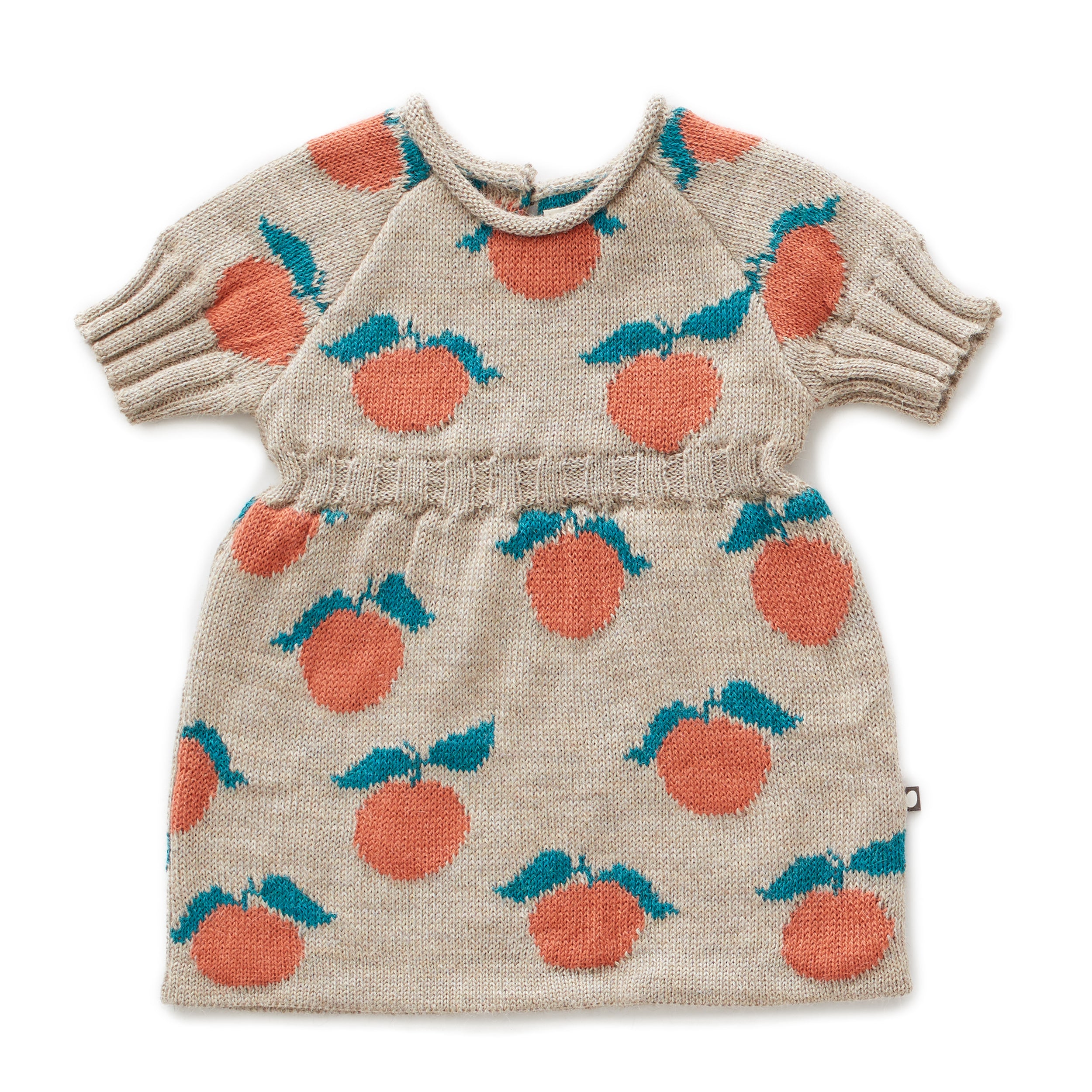 Girls Beige & Apricot Pattern Alpaca Dress
