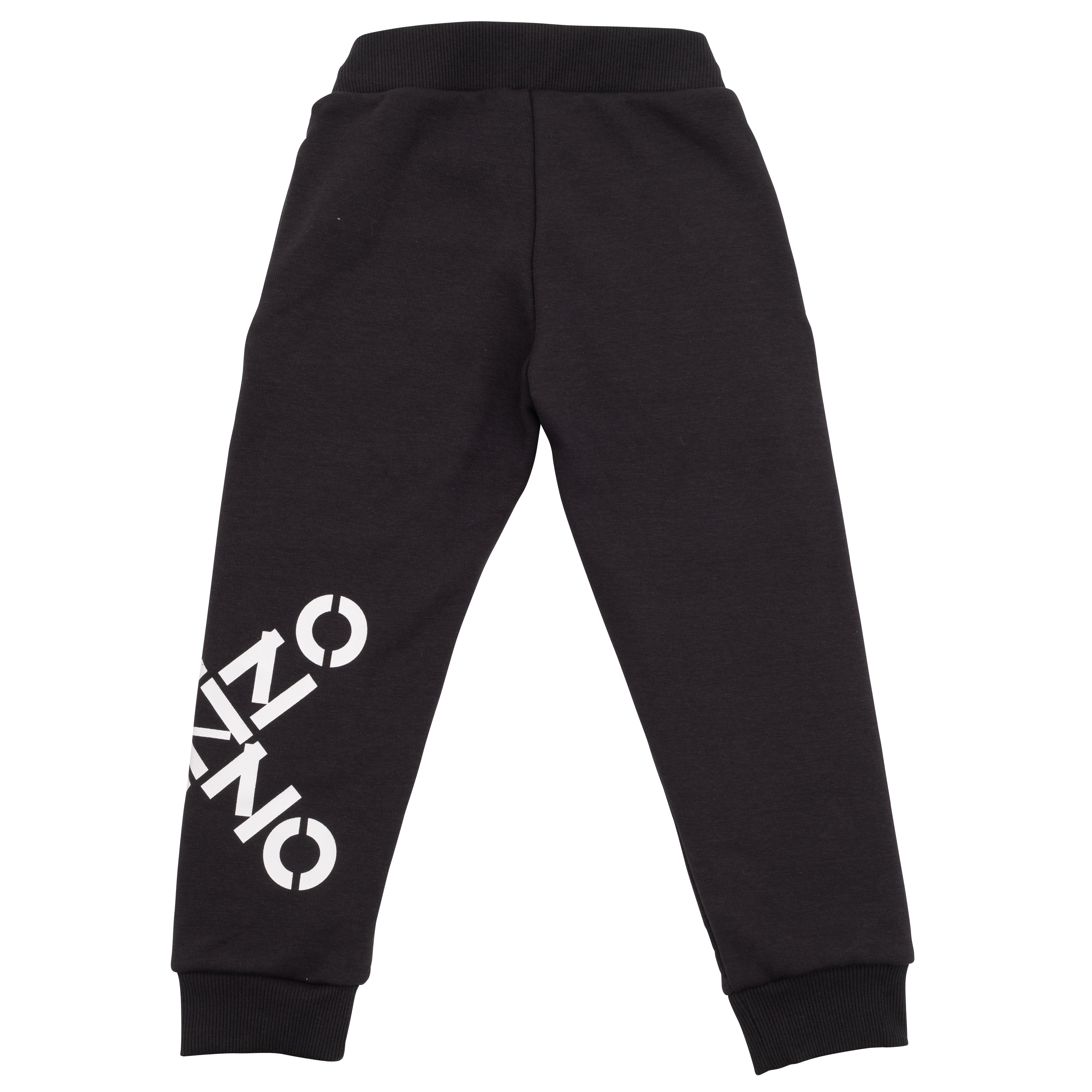 Boys Black Logo Cotton Trousers
