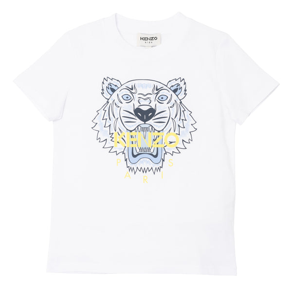 Boys & Girls White Tiger Cotton T-Shirts