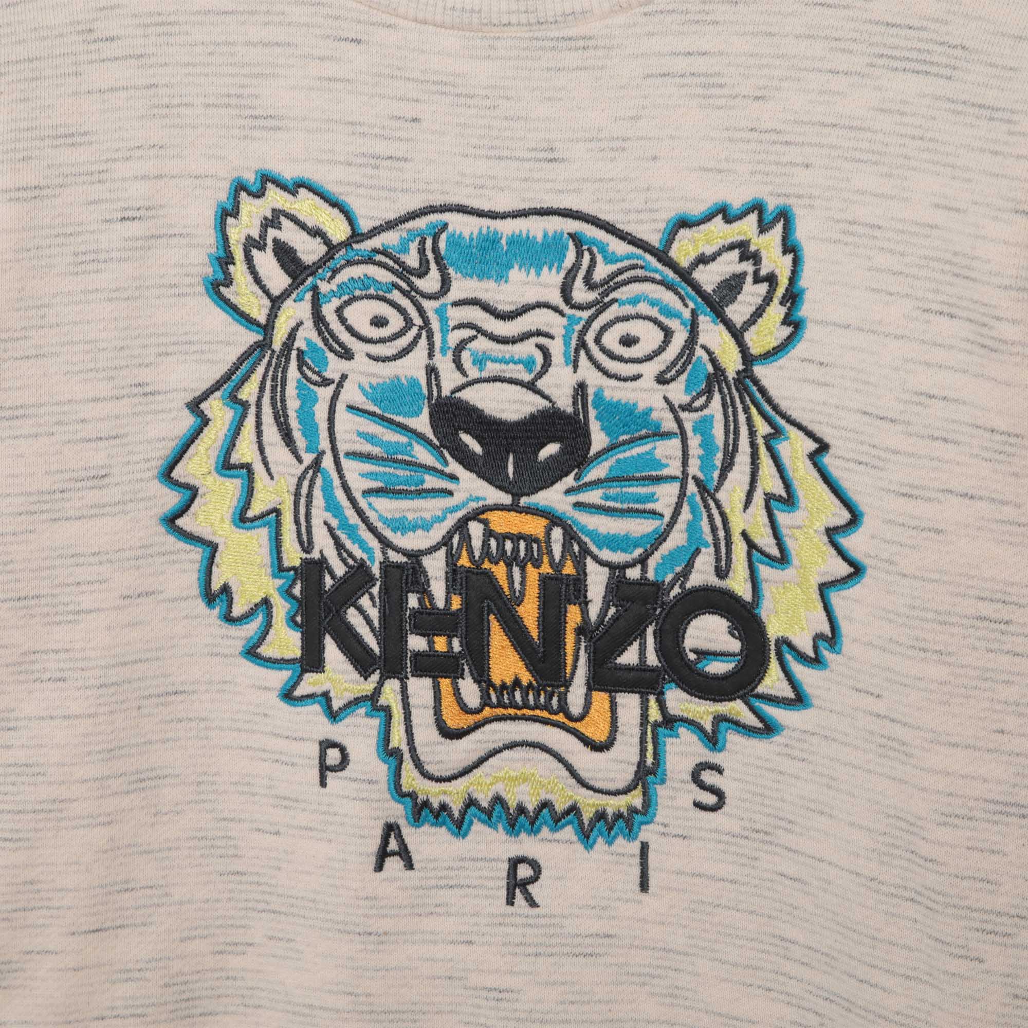 Boys Beige Tiger Cotton Sweatshirt