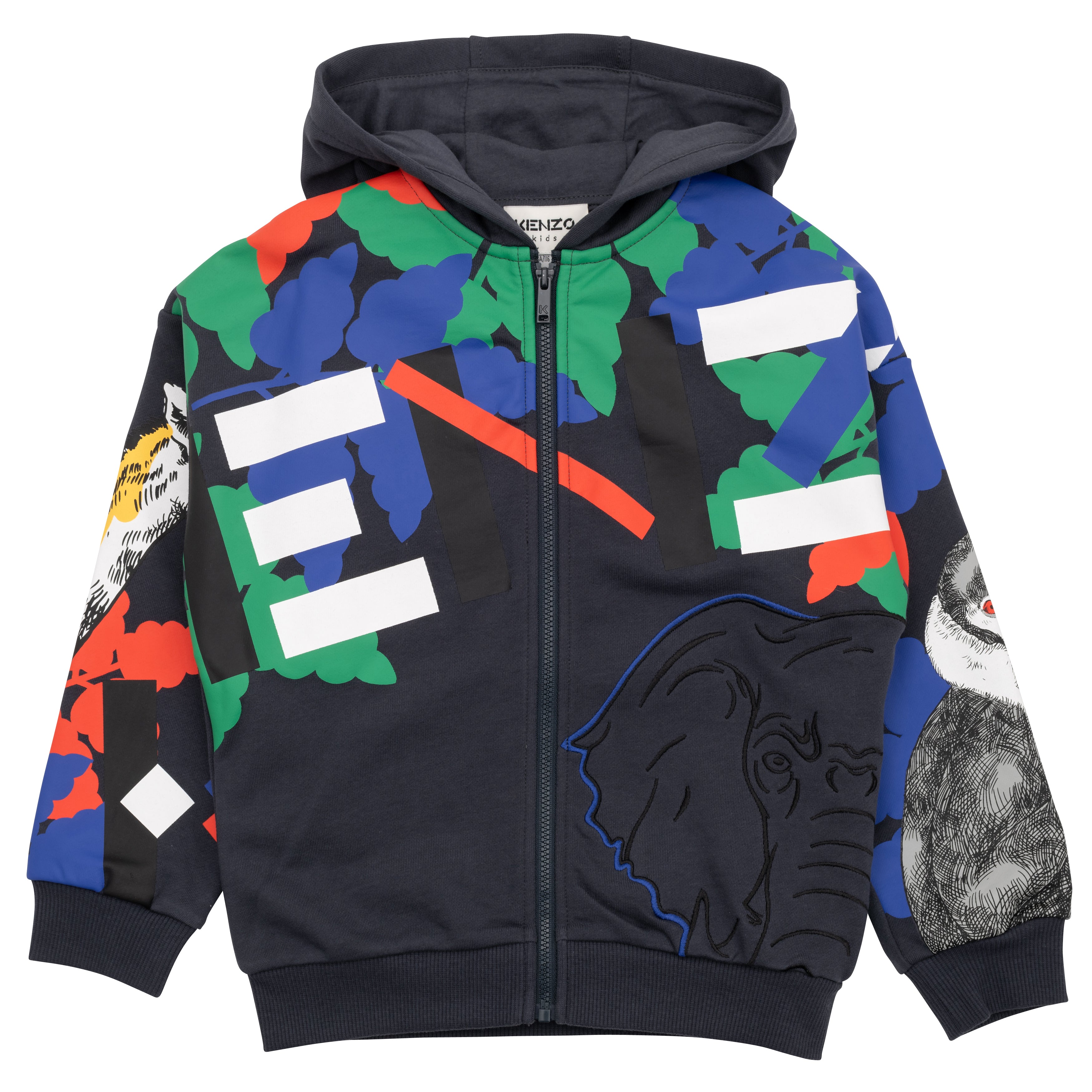 Boys Navy Elephant Zip-Up Top