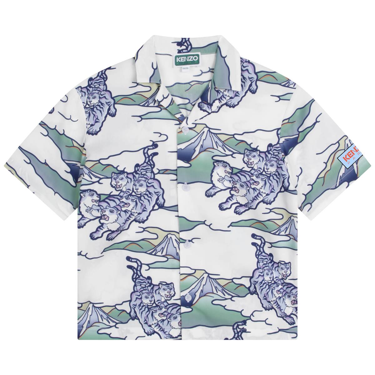 Boys White Printed Shirt