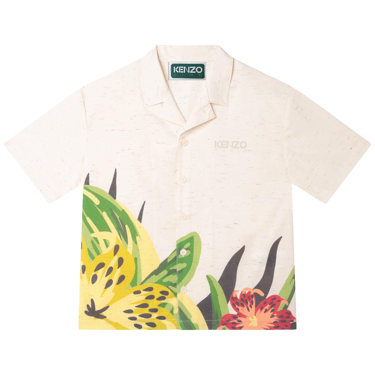 Boys White Printed Shirt