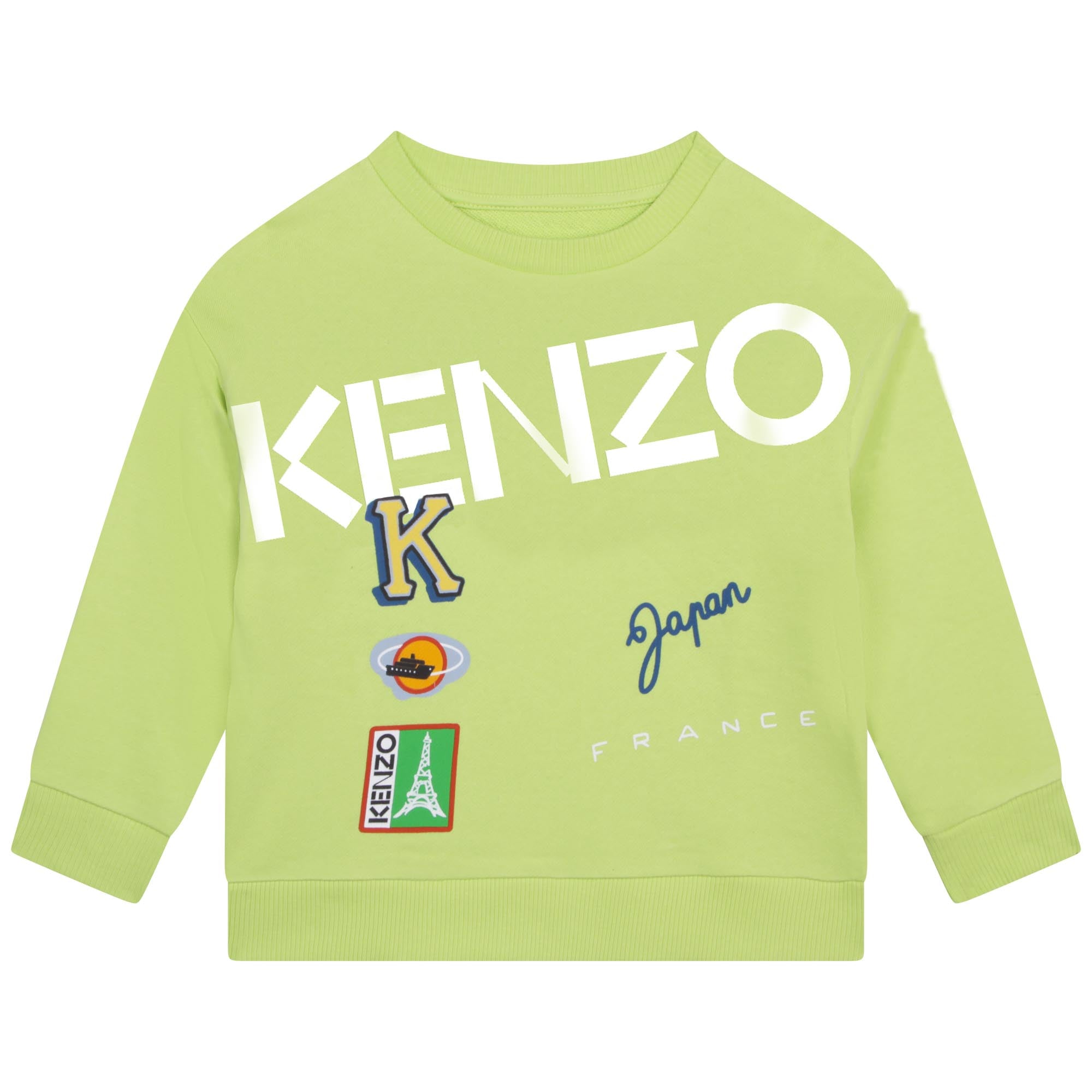 Boys & Girls Green Logo Cotton Sweatshirt