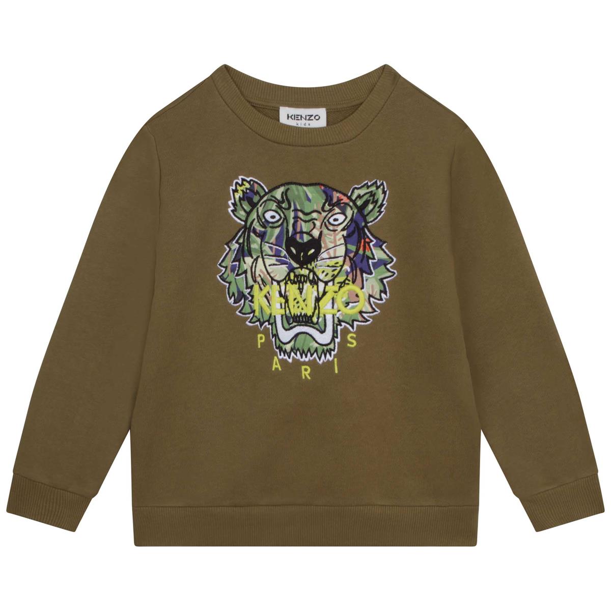 Boys Dark Green Tiger Sweatshirt