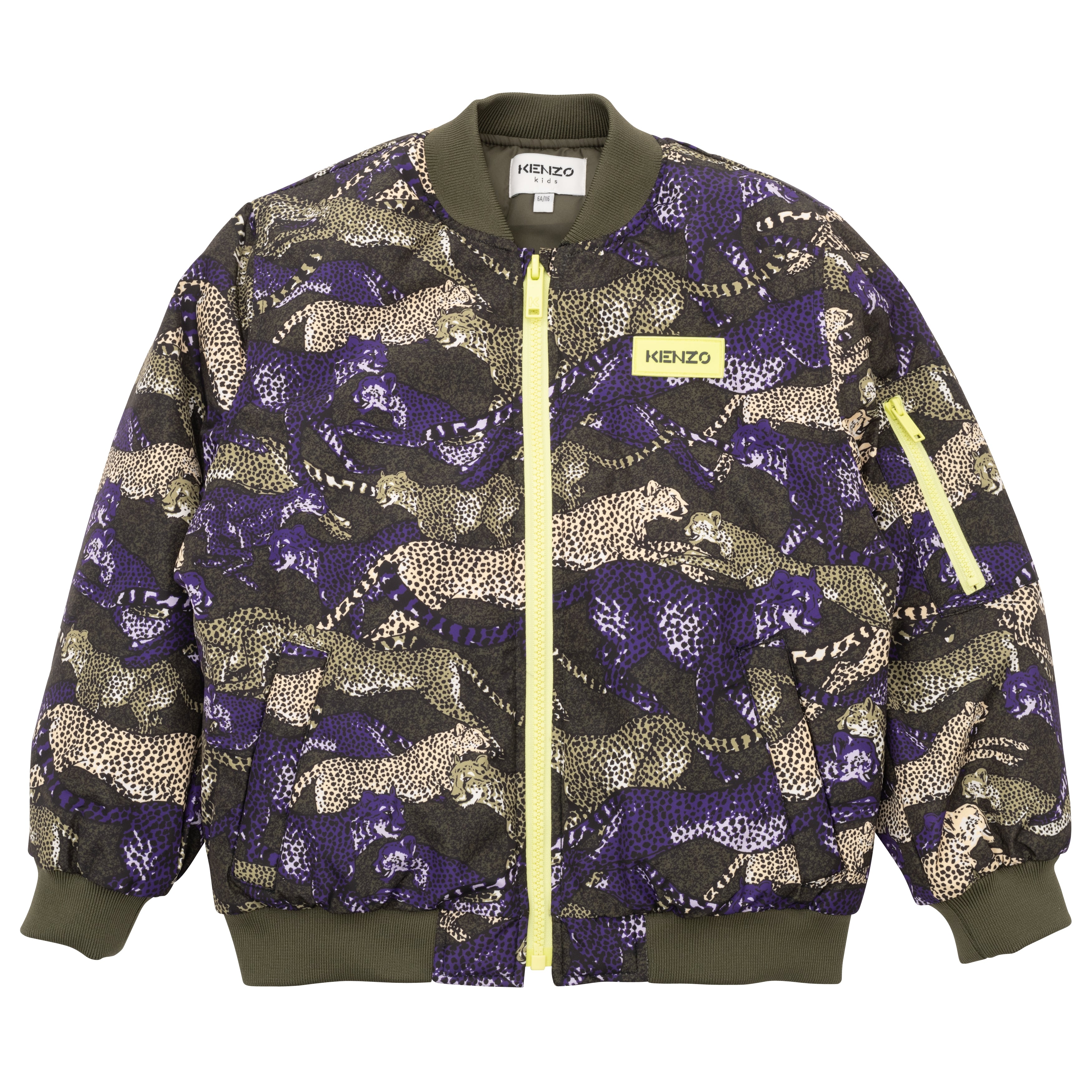 Boys Green Cheetah Zip-Up Jacket