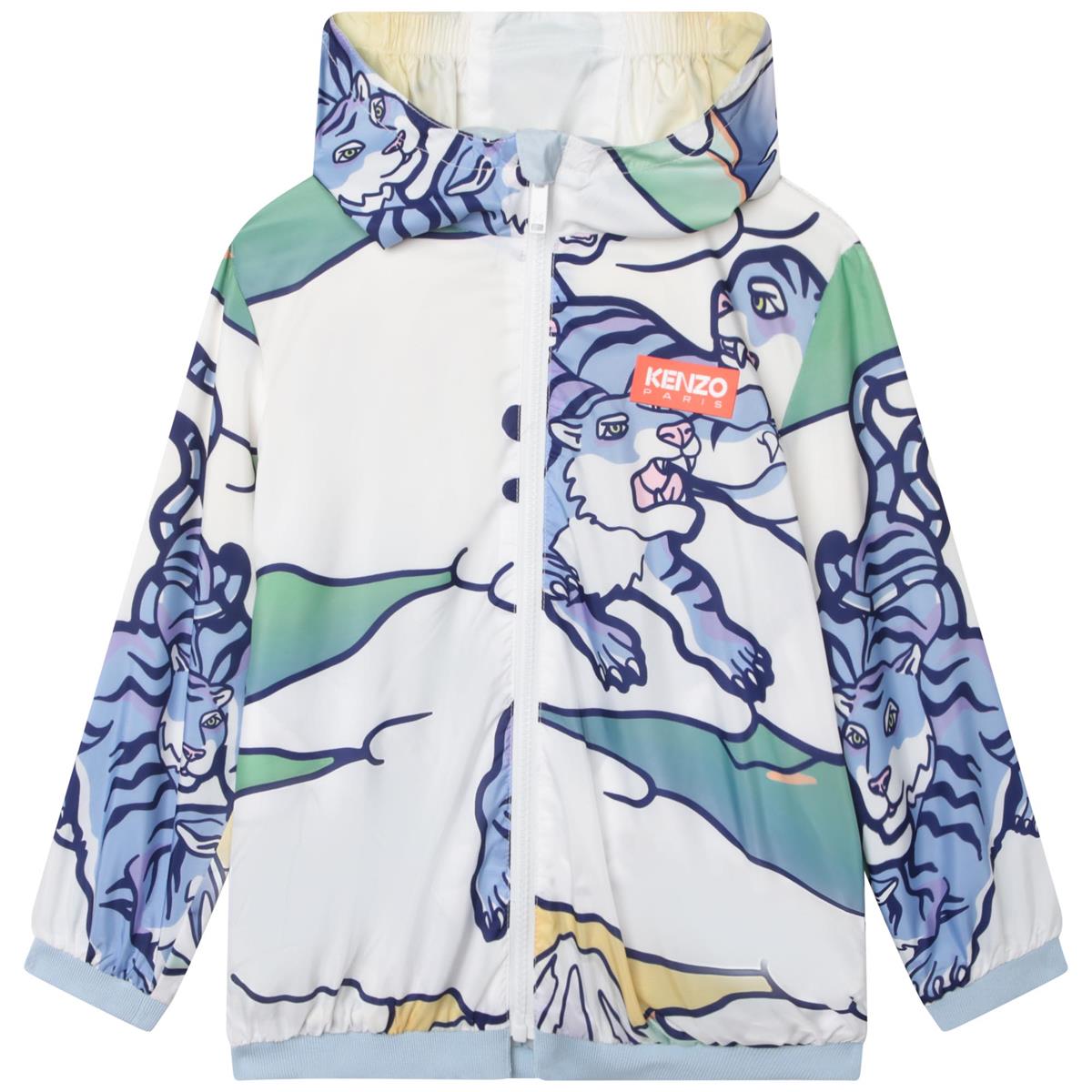 Boys Blue Printed Zip-Up Jacket