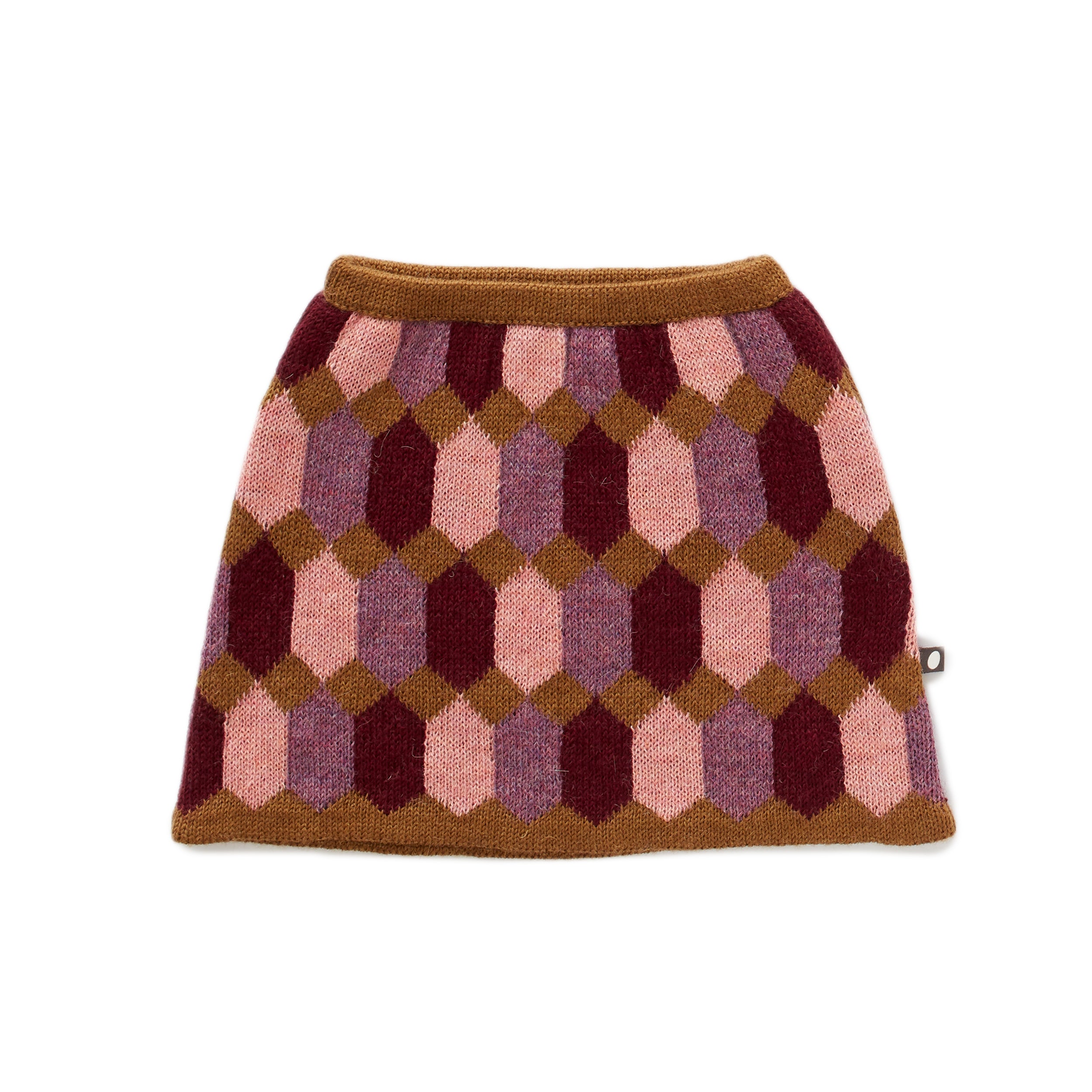 Girls Multicolor Diamond Pattern Alpaca Skirt