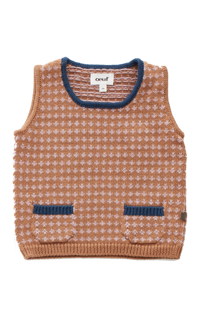 Boys & Girls Brown Cotton Knit Vest