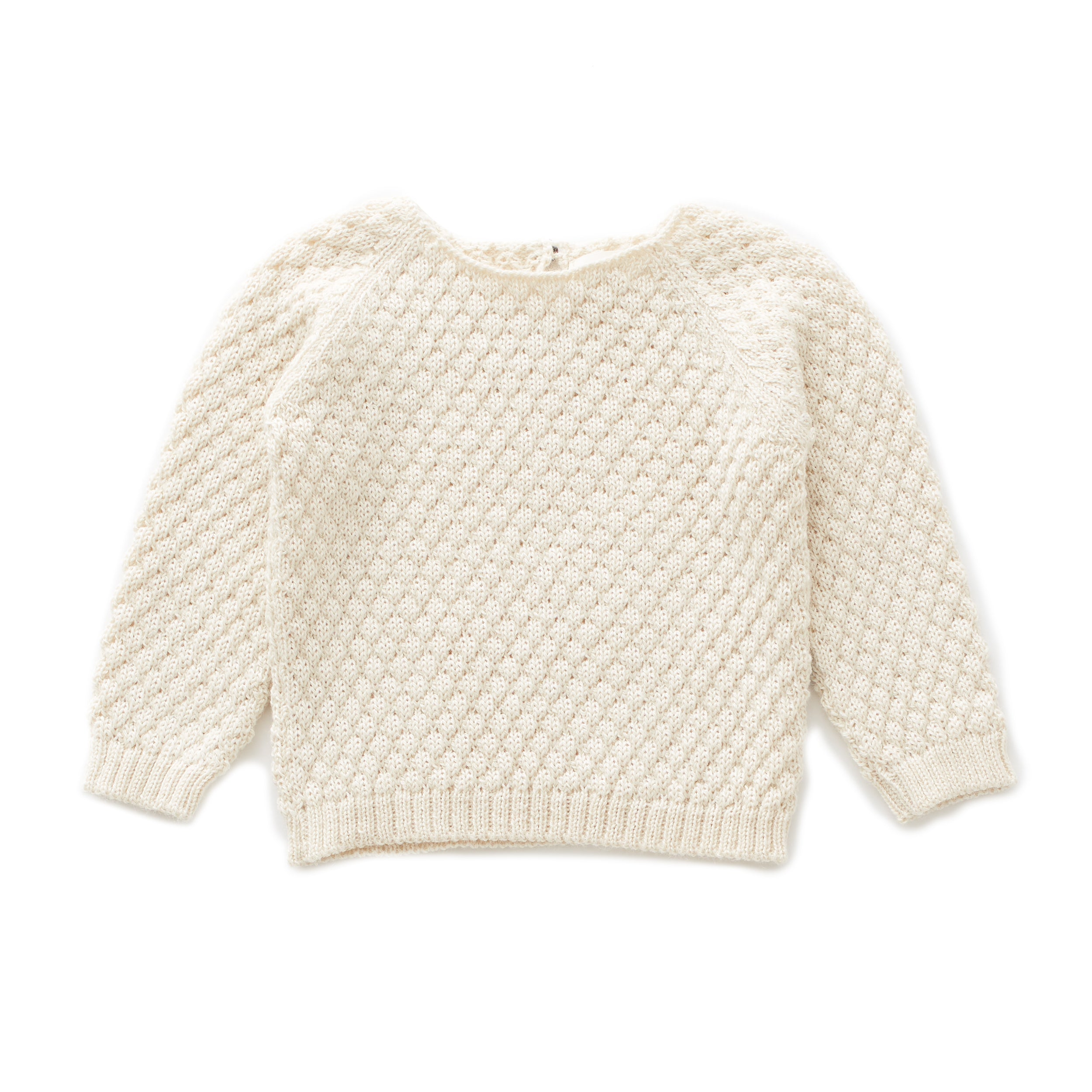Girls White Stitch Alpaca Sweater