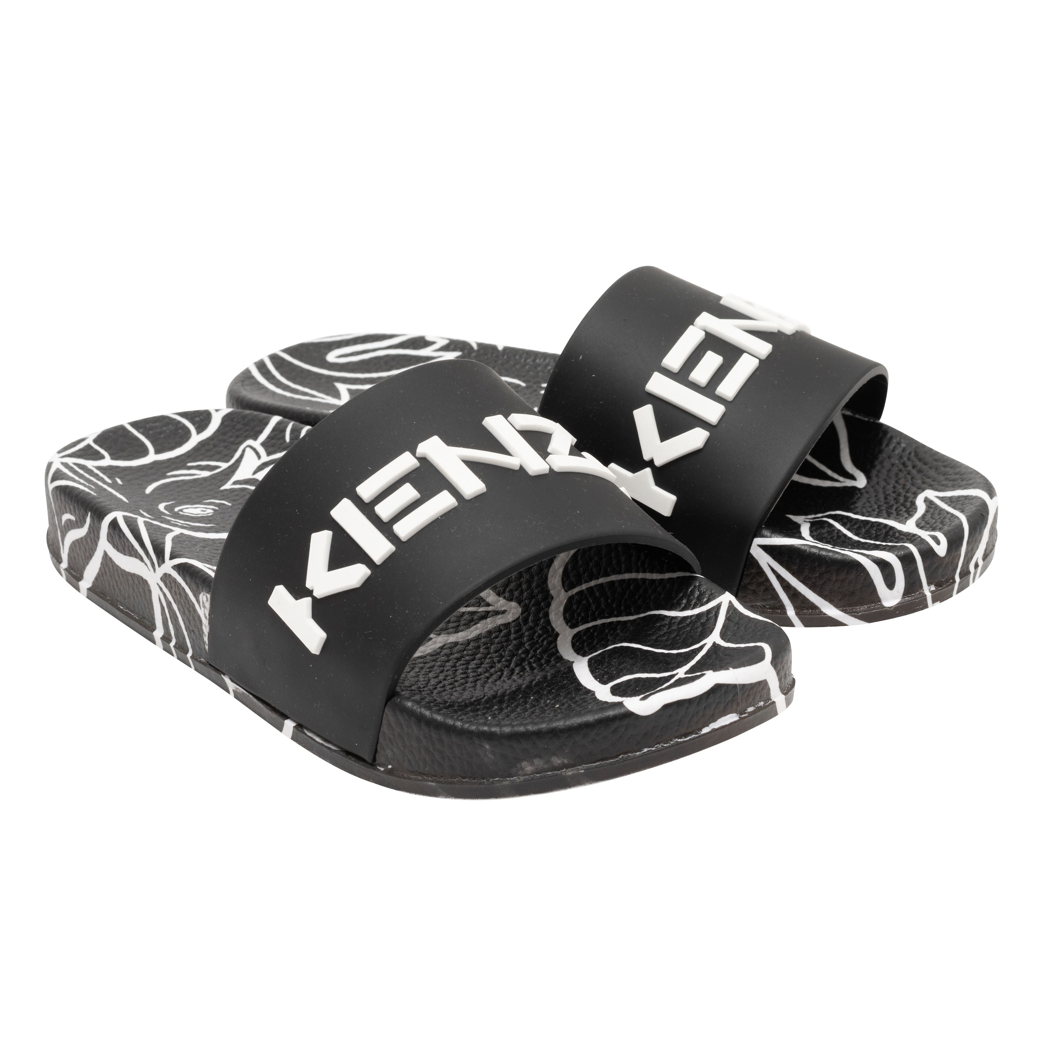 Boys & Girls Black Logo Slippers