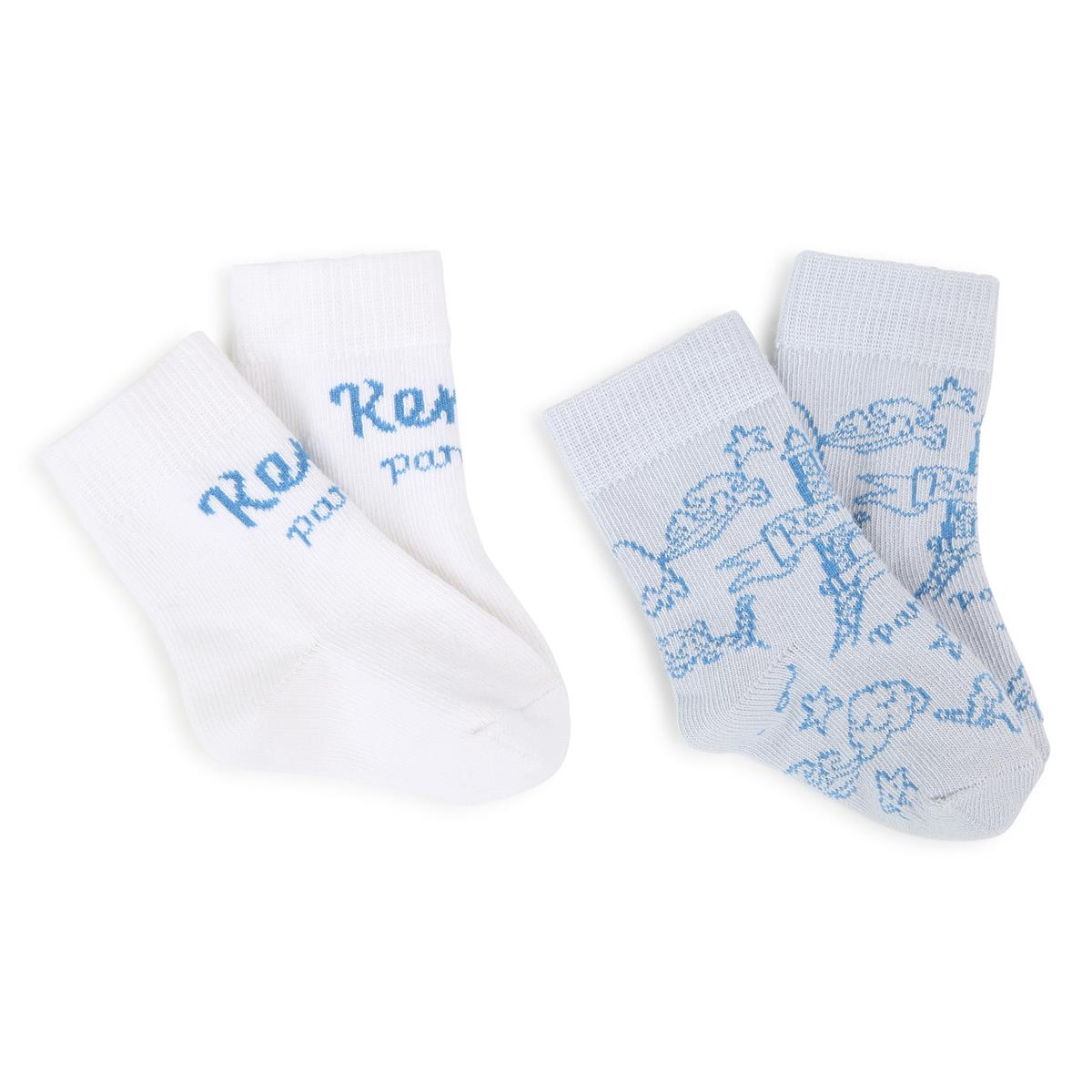 Baby Boys & Girls Blue Cotton Socks Set(2 Pack)