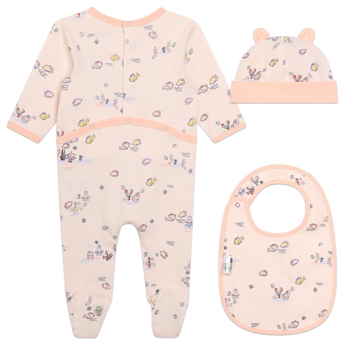 Baby Girls Pink Cotton Babysuit Set
