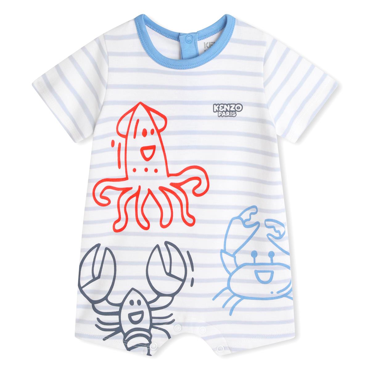 Baby Boys White Stripes Cotton Babysuit