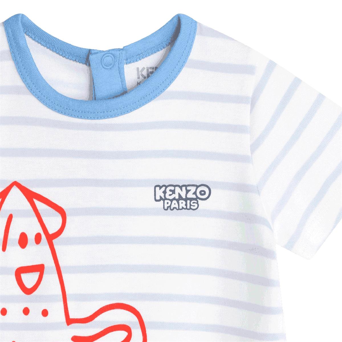 Baby Boys White Stripes Cotton Babysuit