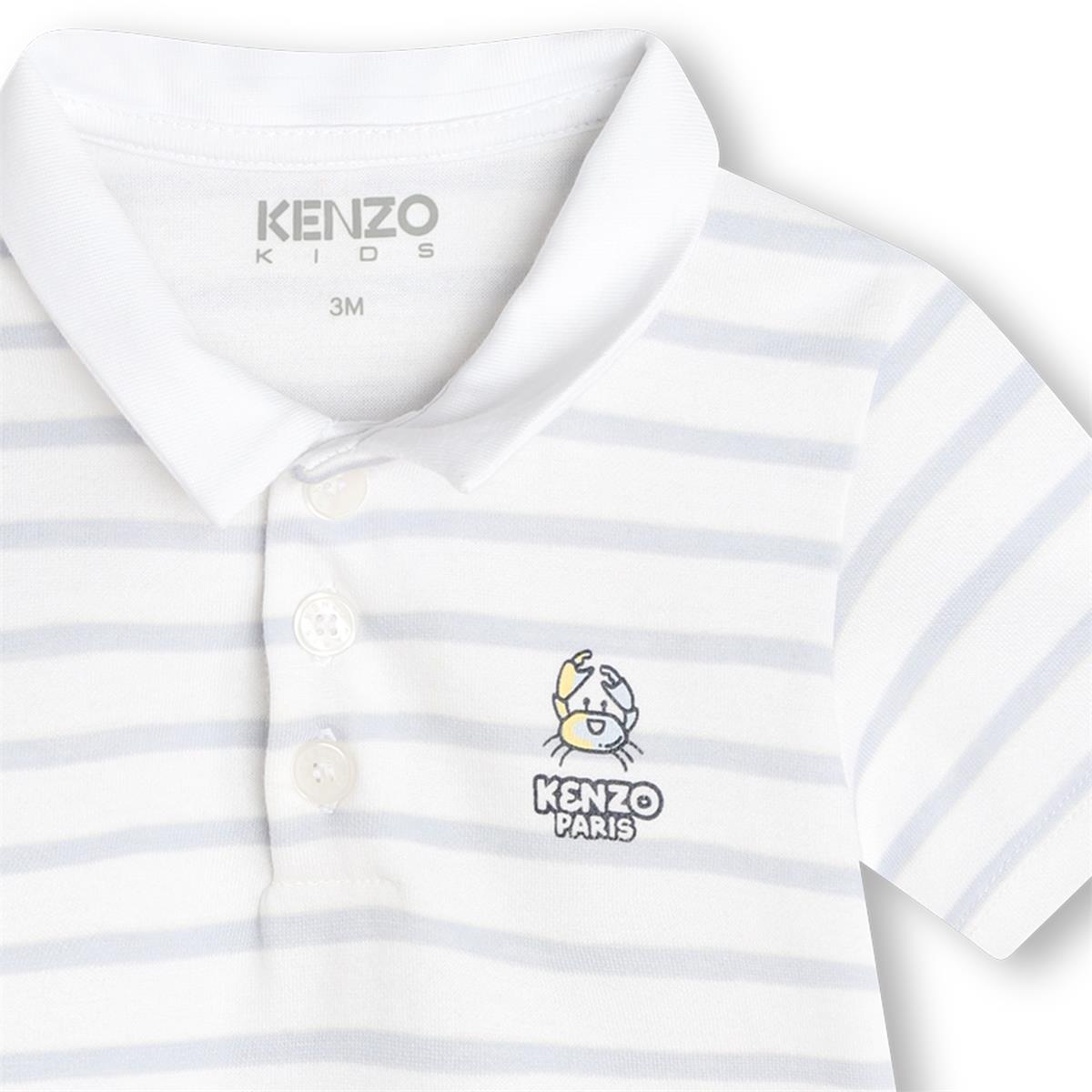 Baby Boys White Stripes Cotton Babysuit