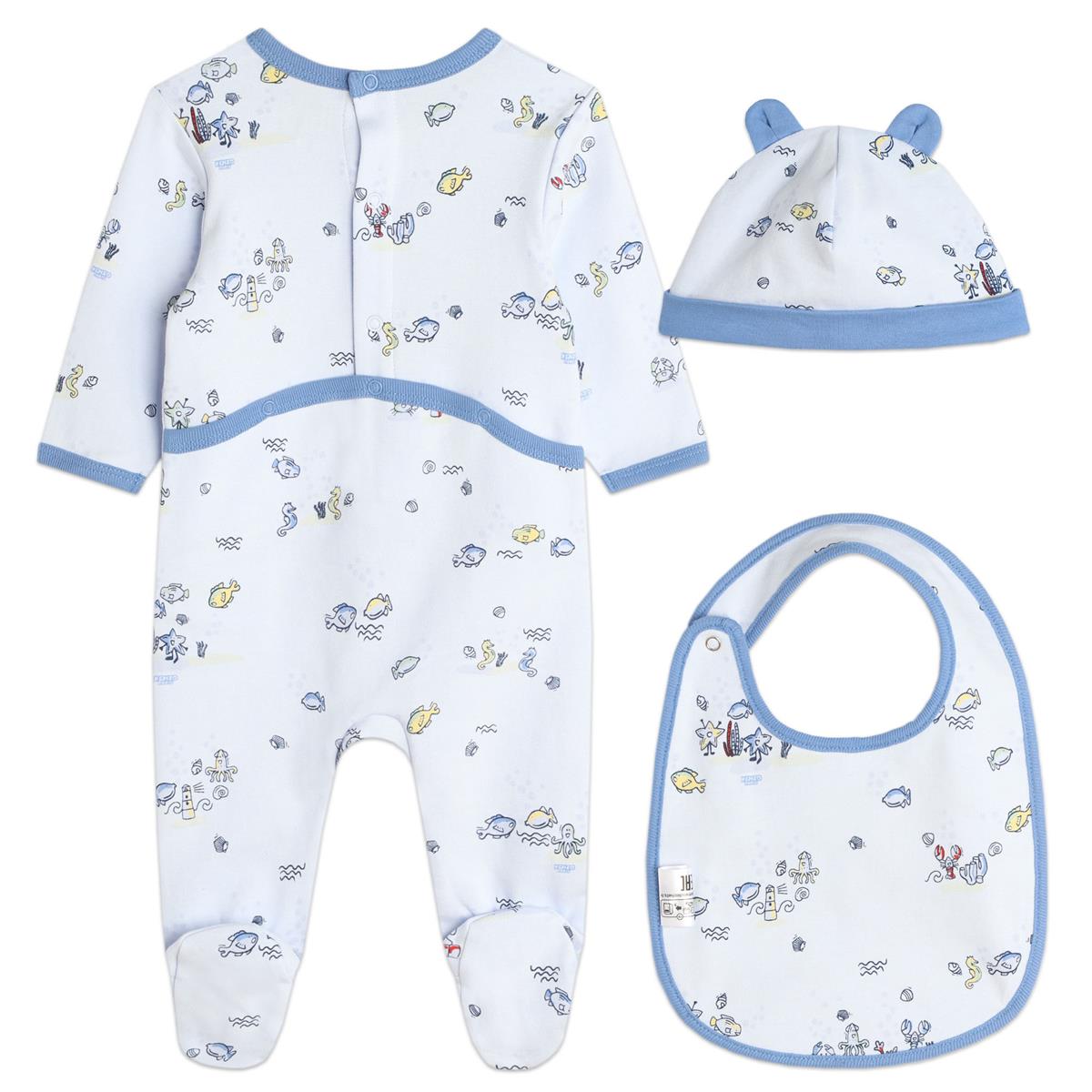 Baby Boys Blue Cotton Babysuit Set