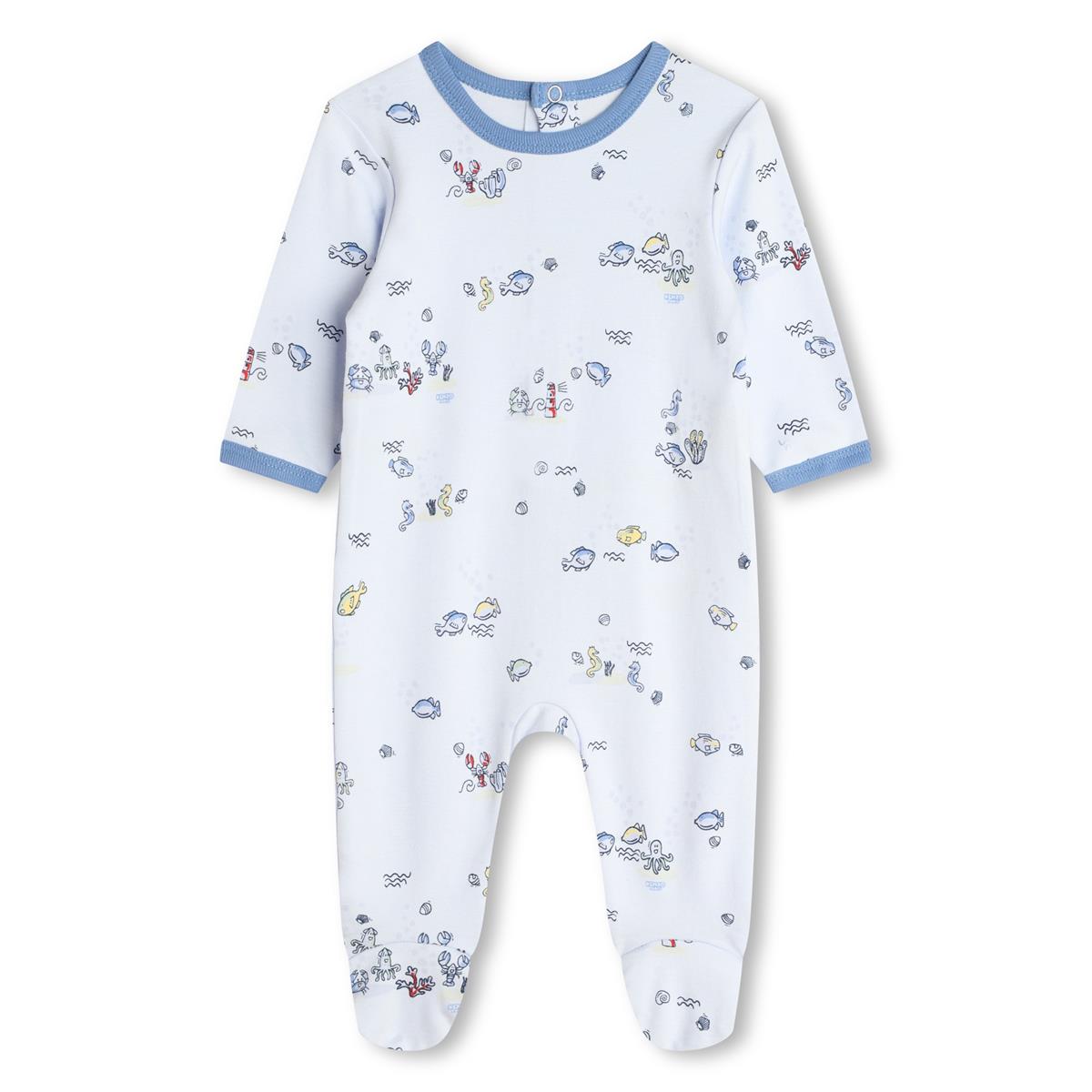 Baby Boys Blue Cotton Babysuit Set