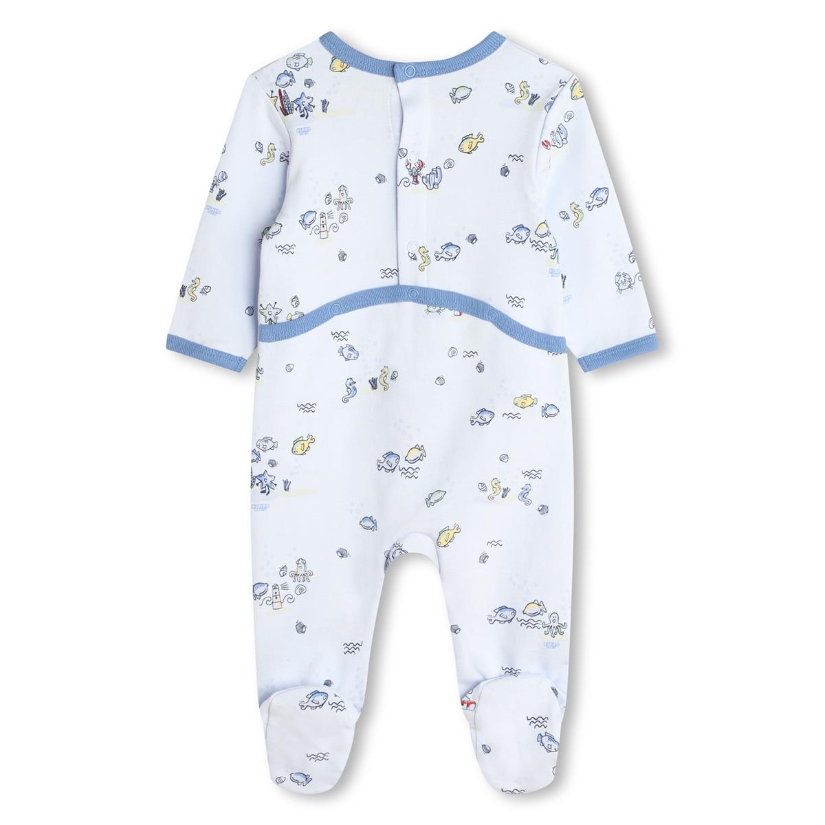 Baby Boys Blue Cotton Babysuit Set